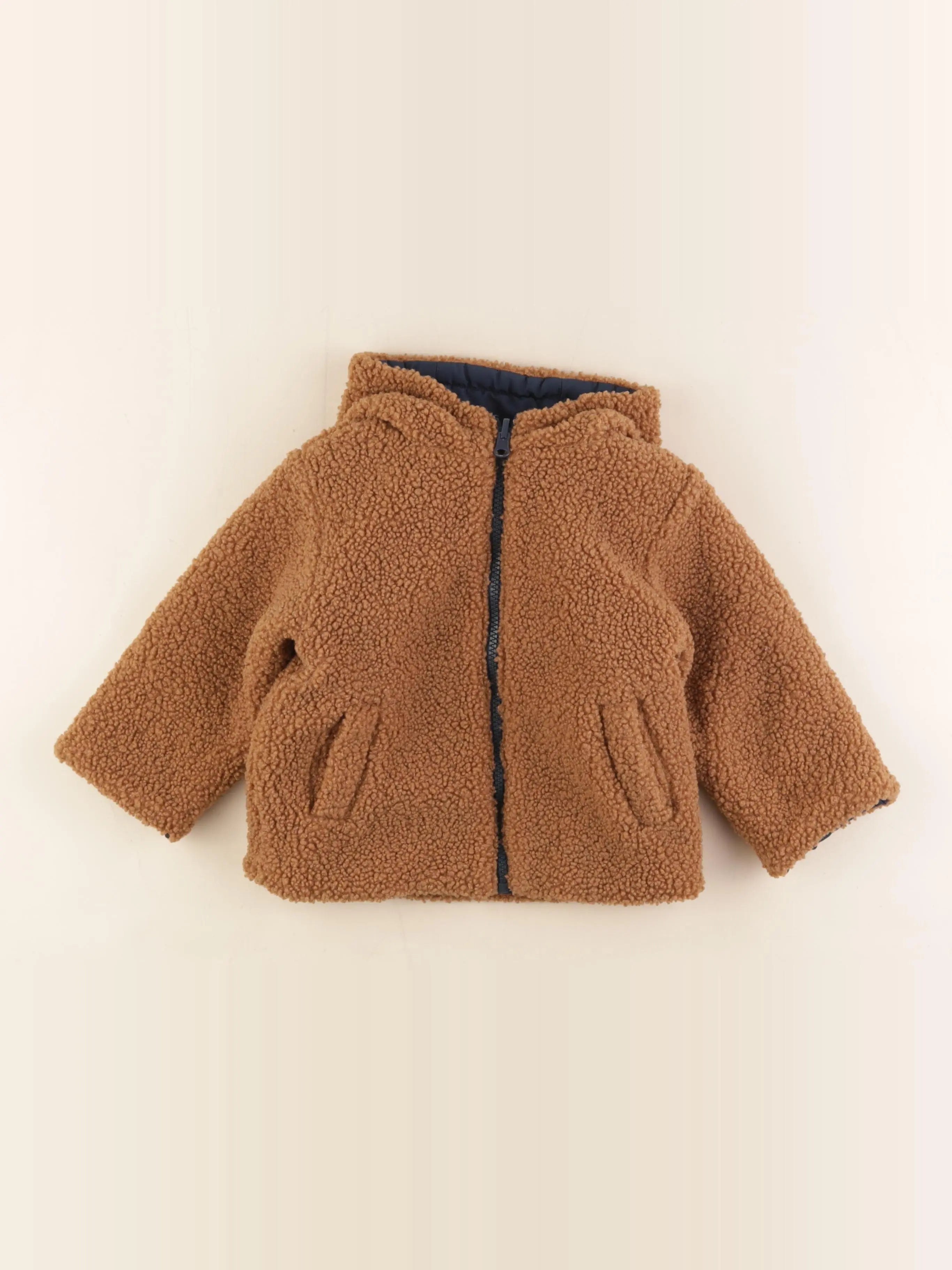 Vertbaudet - doudoune réversible bleu - 2 ans