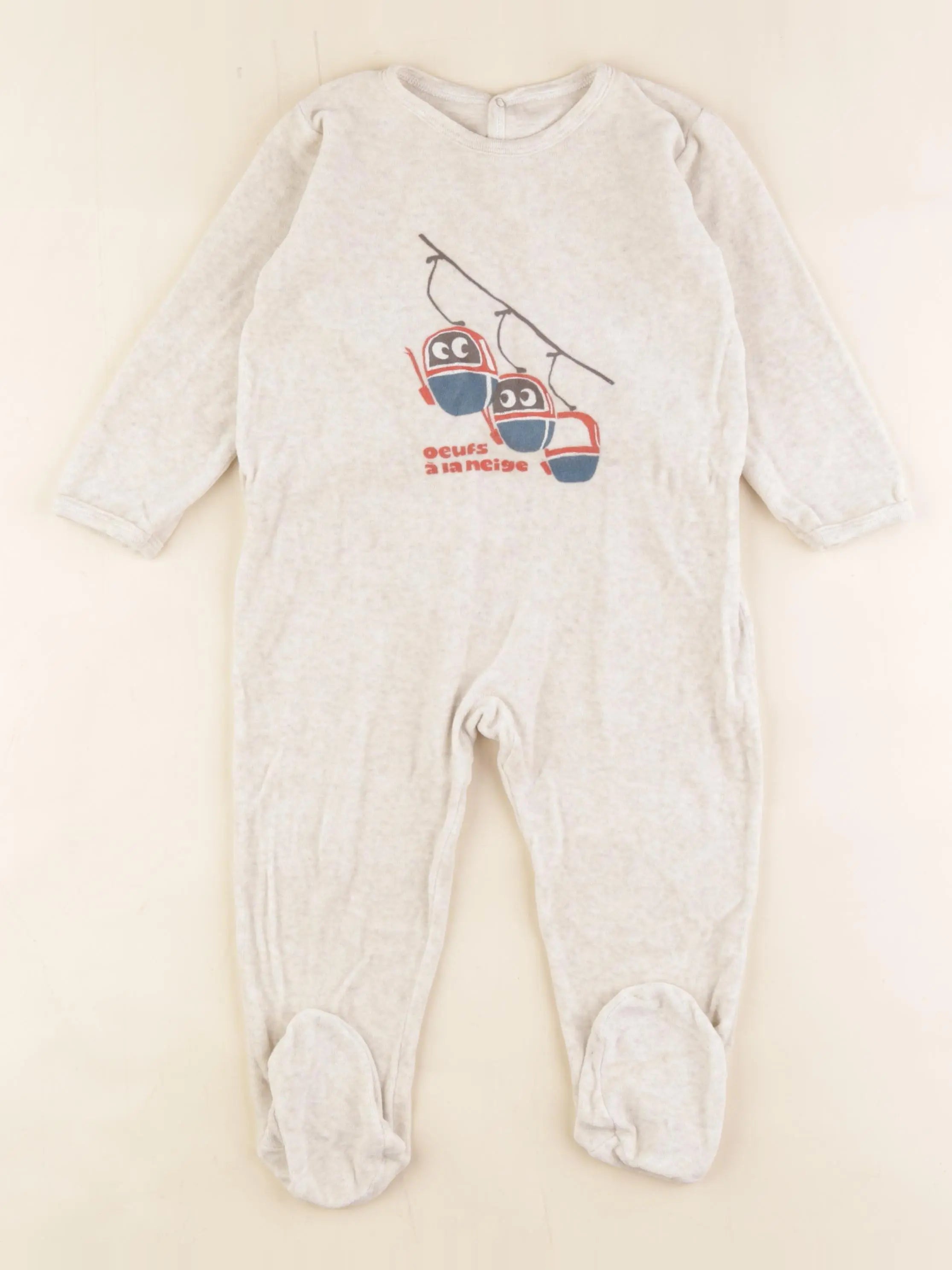 Petit Bateau - pyjama velours beige - 24 mois
