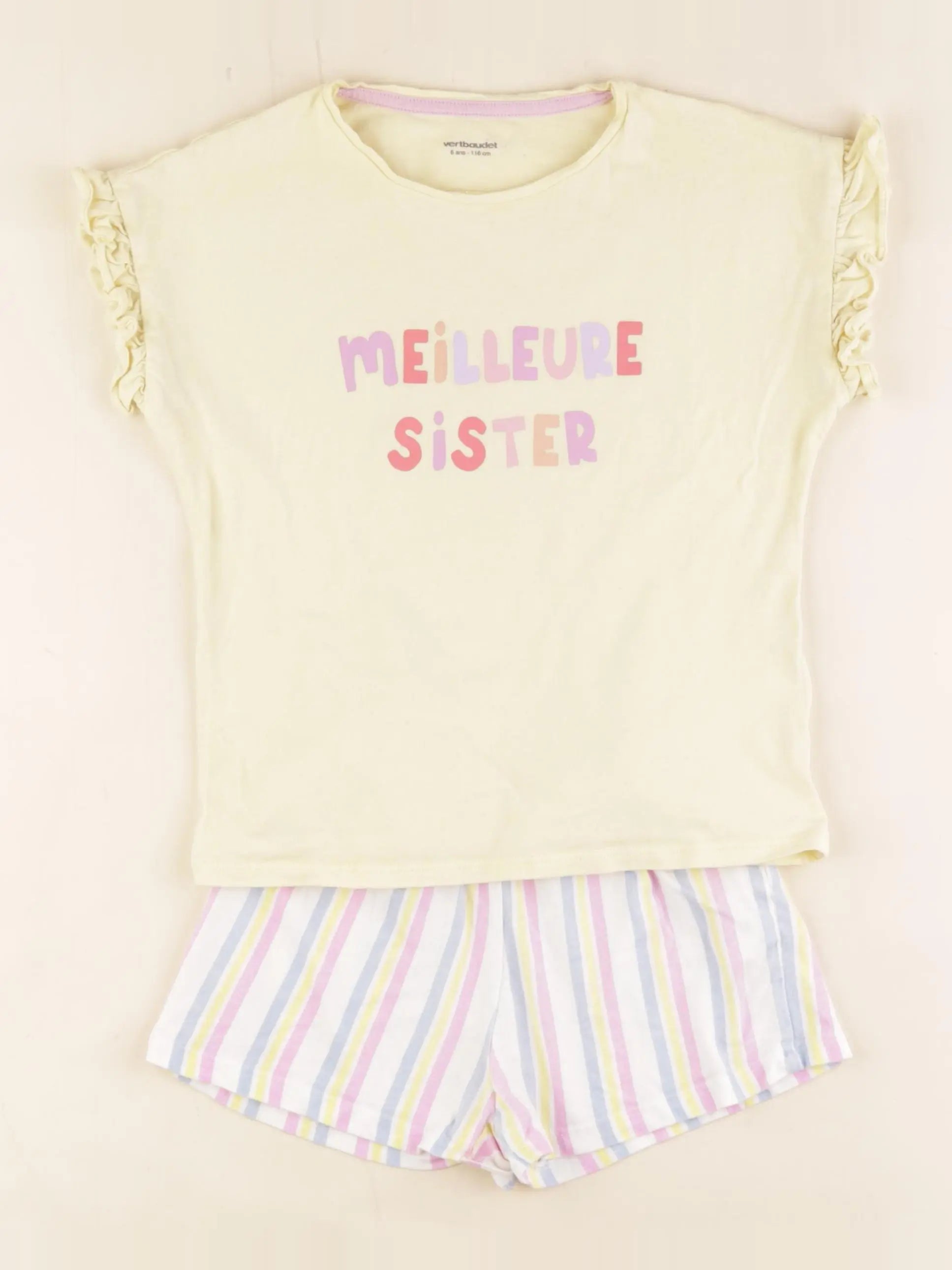 Vertbaudet - pyjama coton jaune, multicolore - 6 ans