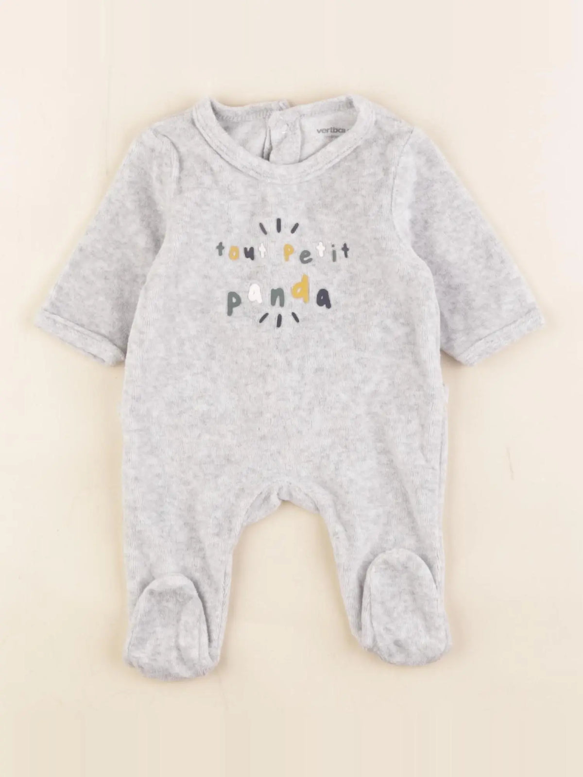 Vertbaudet - pyjama velours gris - 0 mois