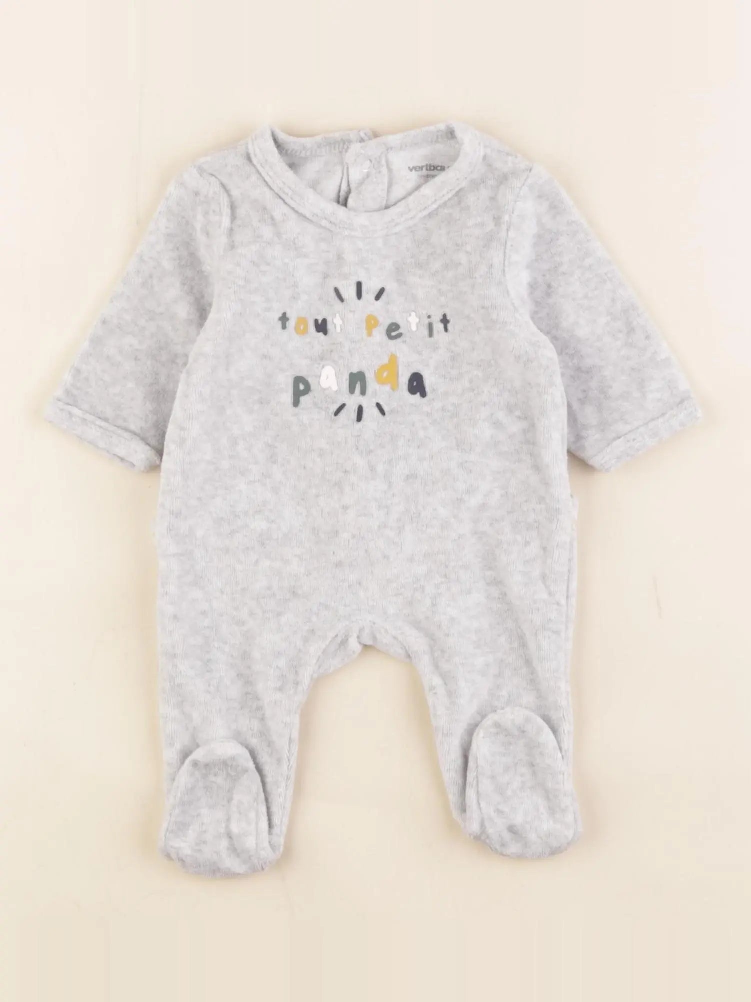 Vertbaudet - pyjama velours gris - 0 mois