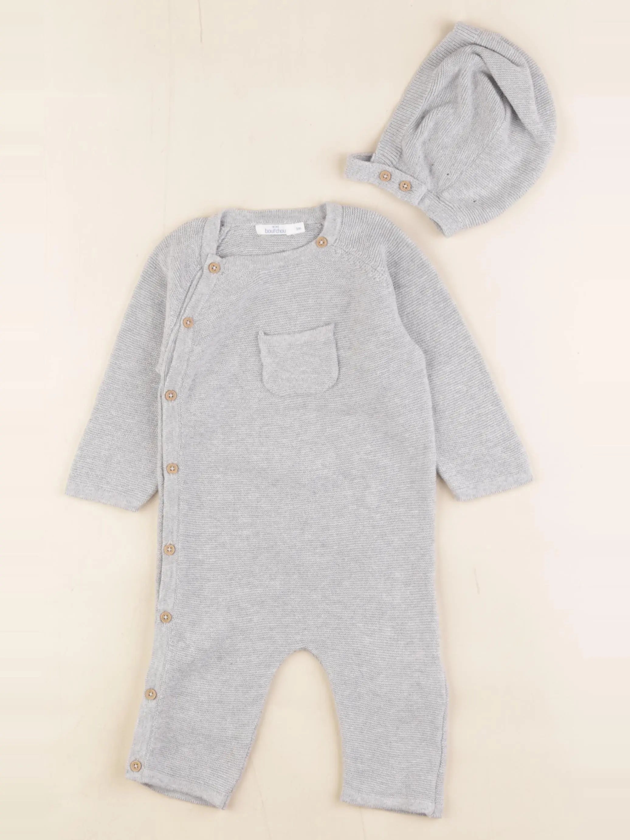 Boutchou - combinaison gris - 3 mois