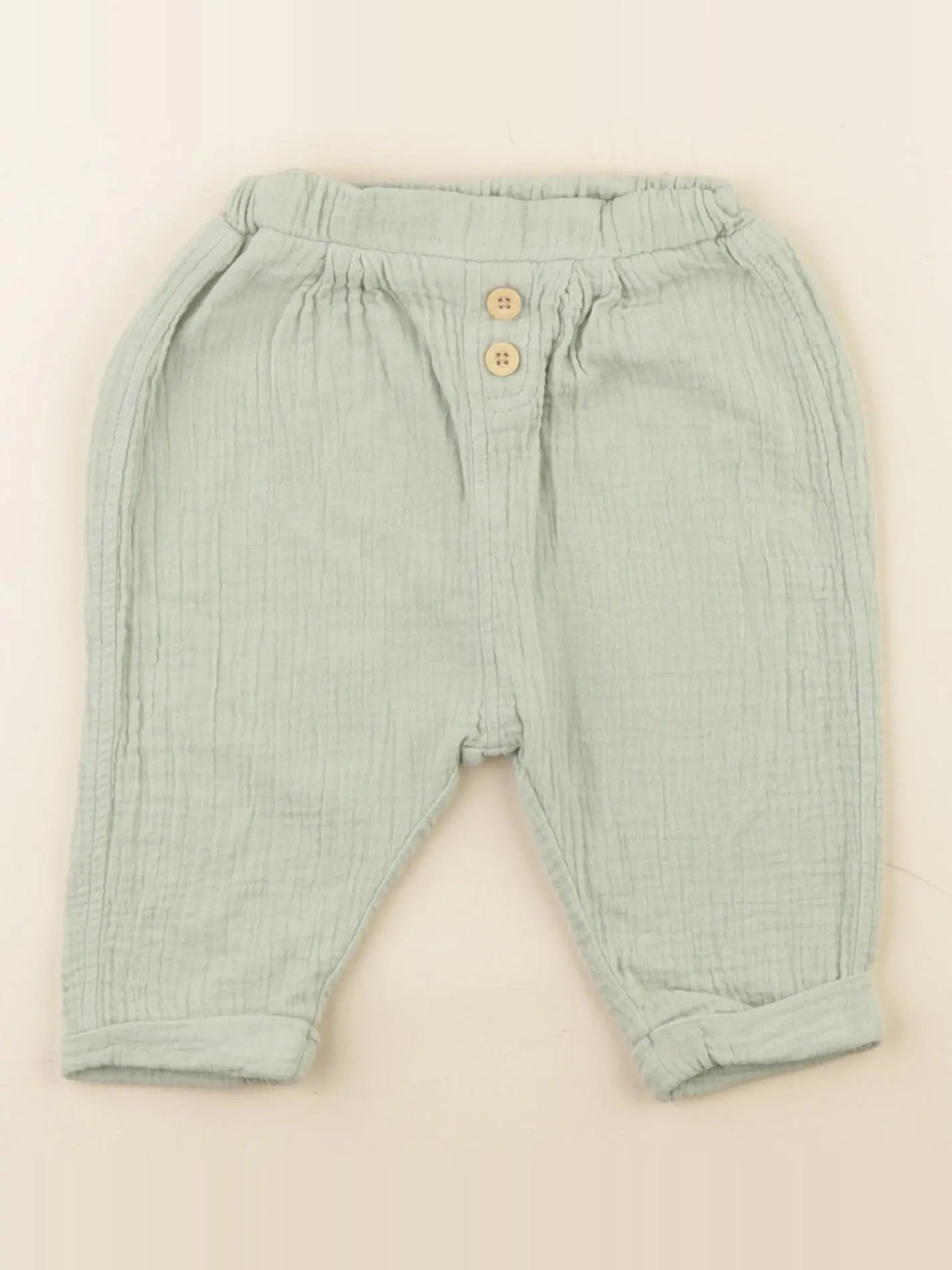 Vertbaudet - pantalon vert - 9 mois
