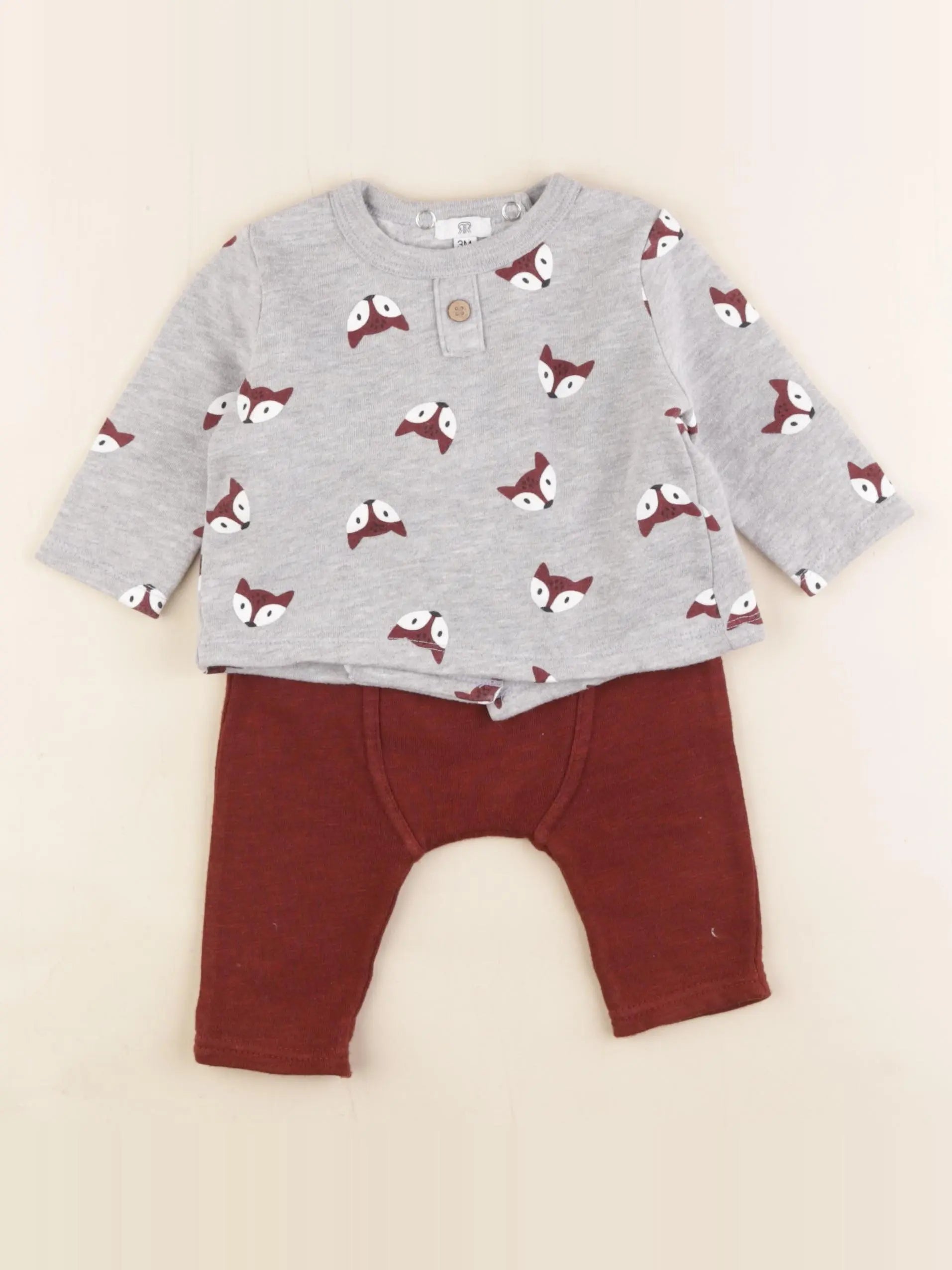 La Redoute - ensemble gris, rouge - 3 mois