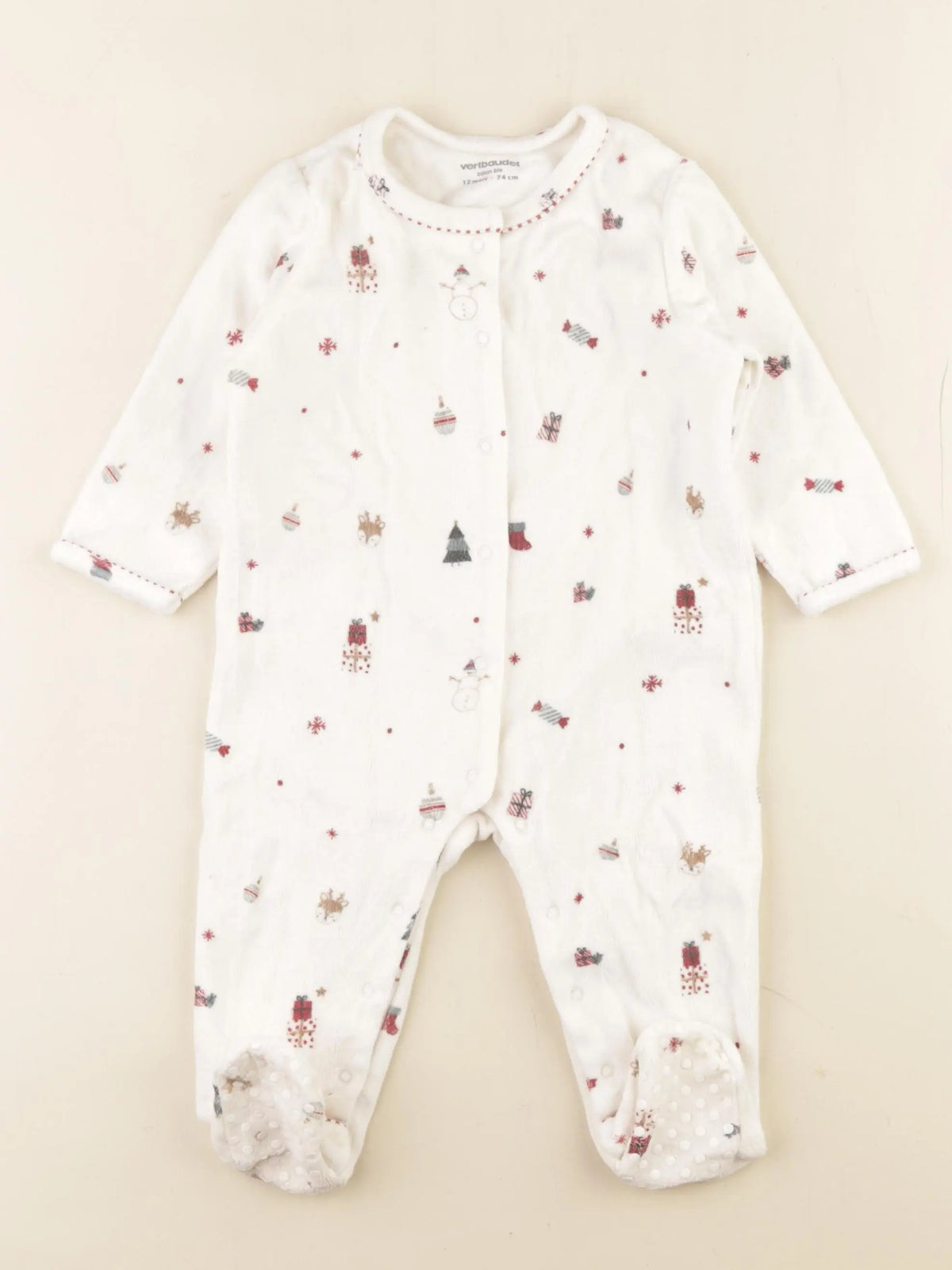 Vertbaudet - pyjama velours multicolore - 12 mois