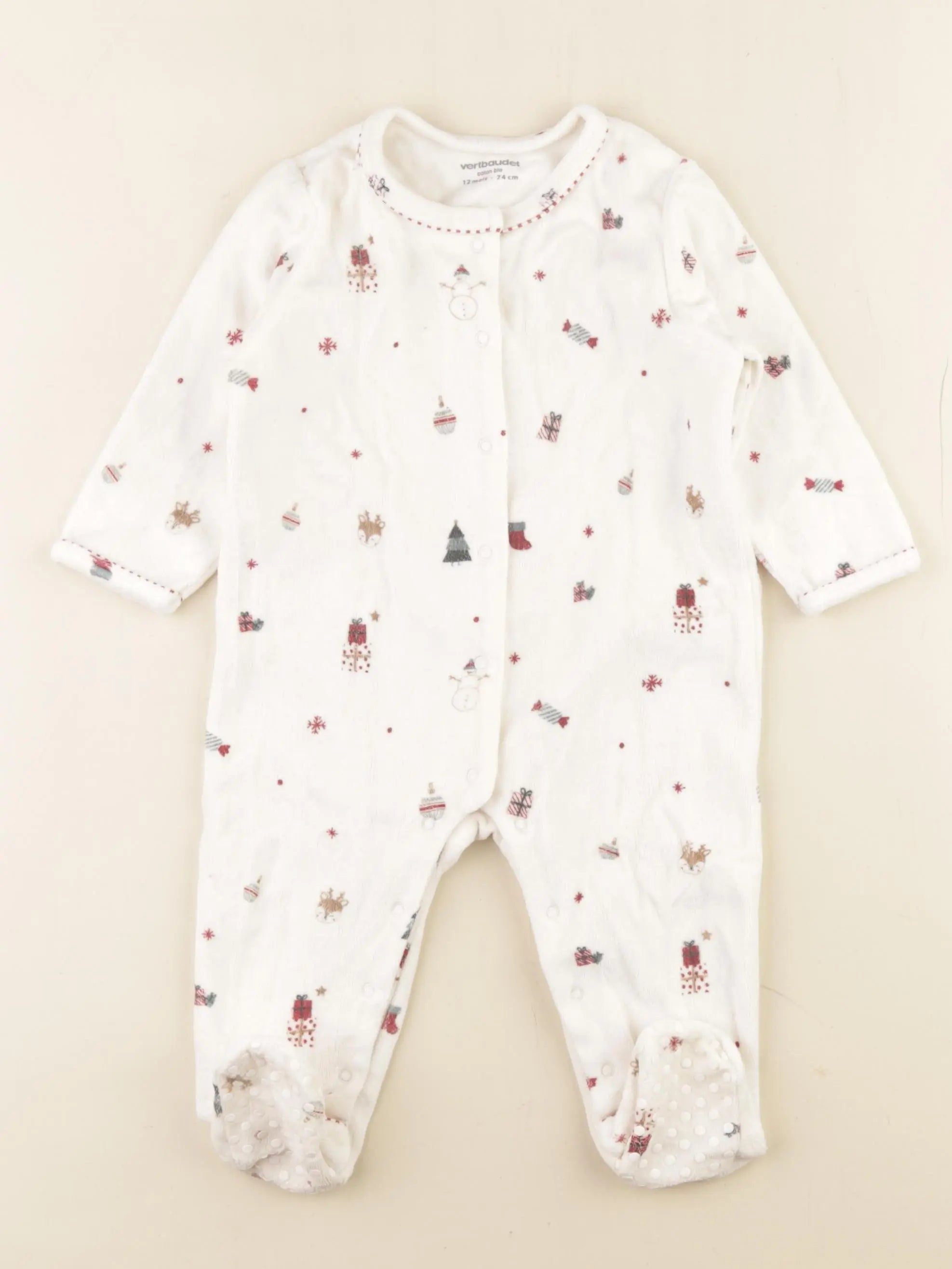 Vertbaudet - pyjama velours multicolore - 12 mois