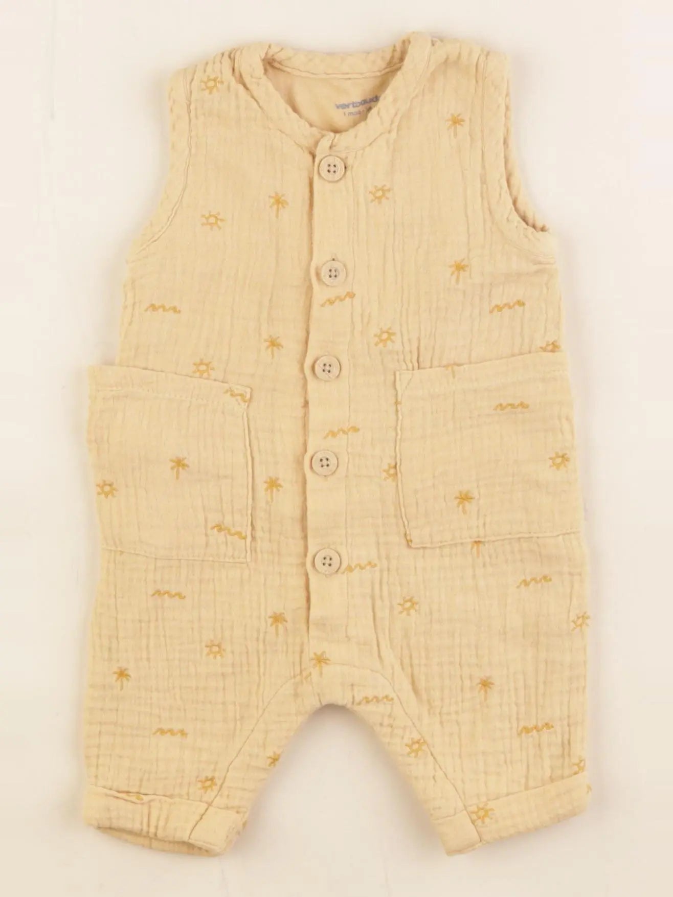 Vertbaudet - combinaison doublé jaune - 1 mois