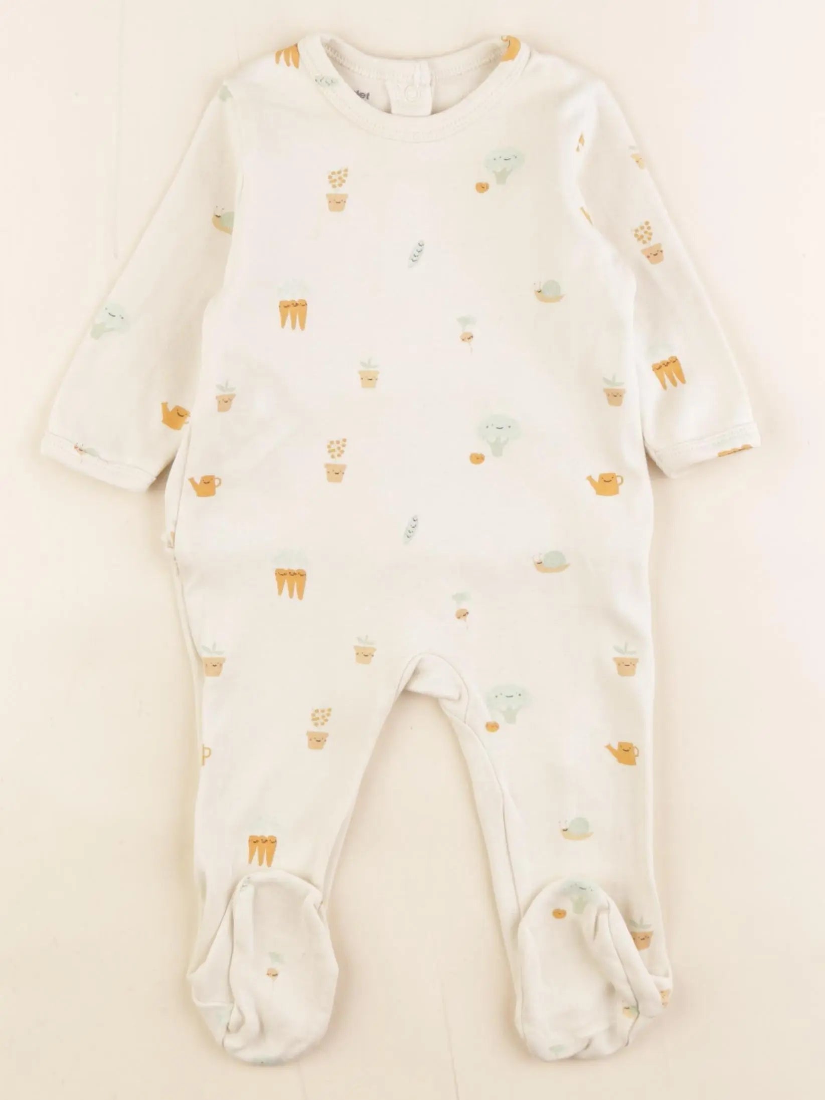 Vertbaudet - pyjama coton beige - 3 mois