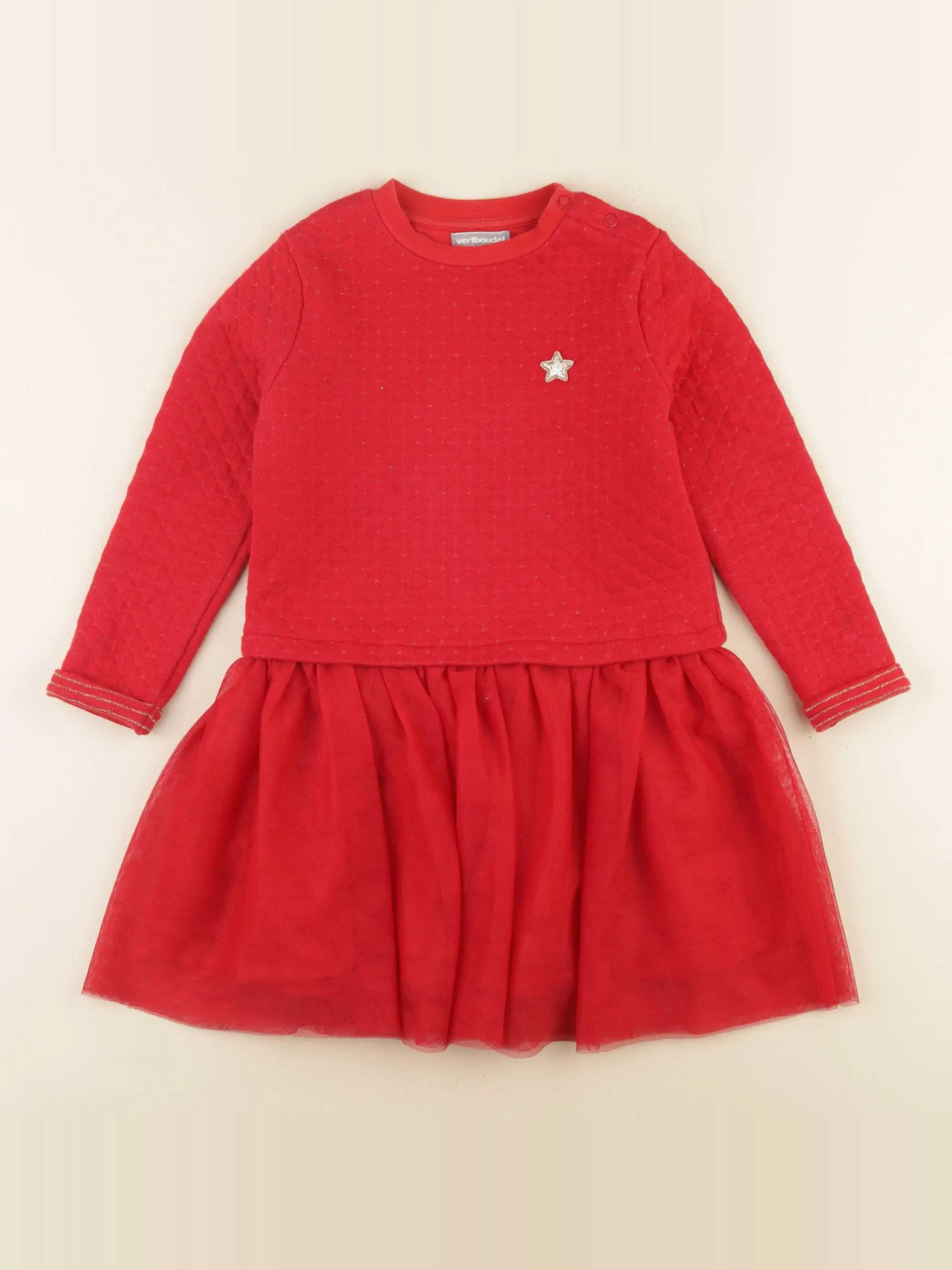 Vertbaudet - robe rouge, or - 5 ans