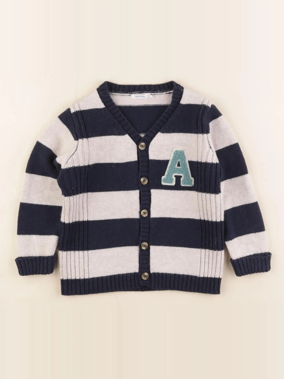 Boutchou - gilet bleu, beige - 24 mois