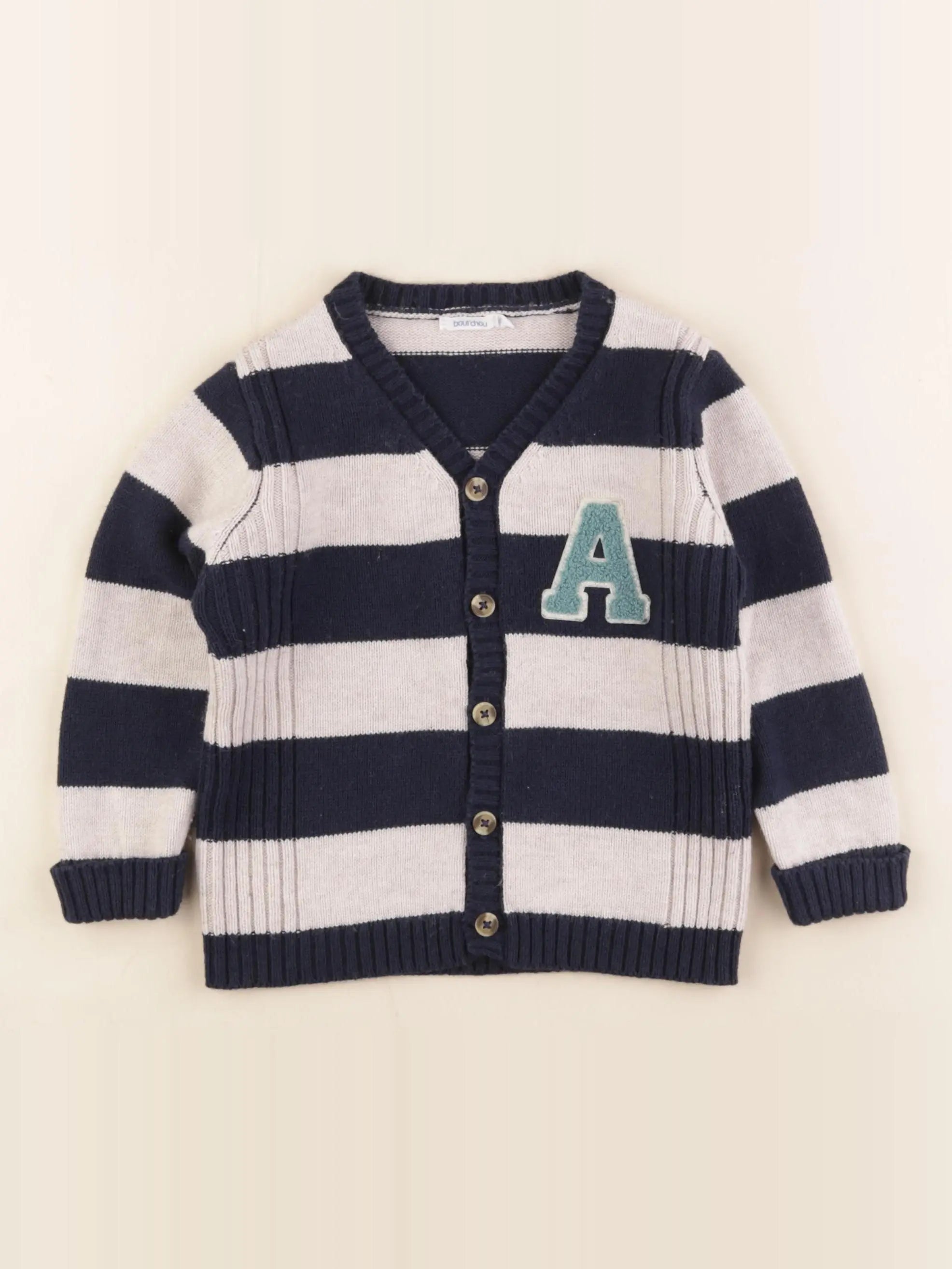 Boutchou - gilet bleu, beige - 24 mois