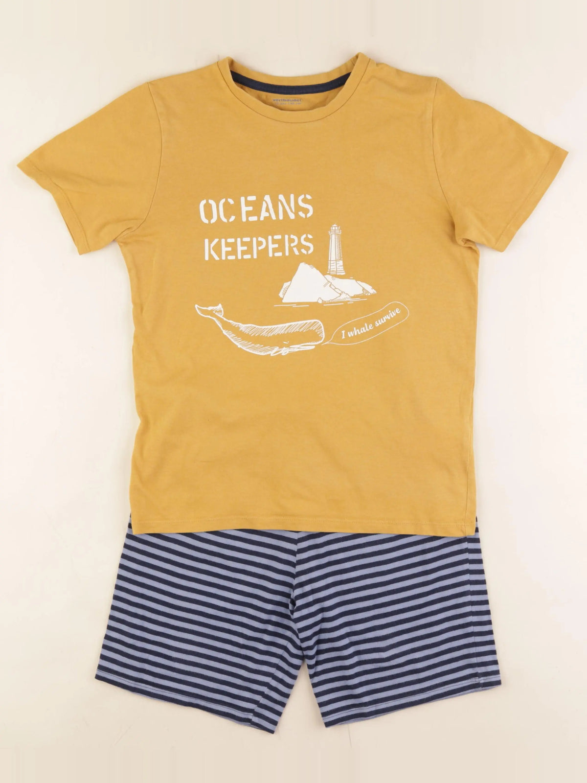 Vertbaudet - pyjama coton bleu, jaune - 10 ans