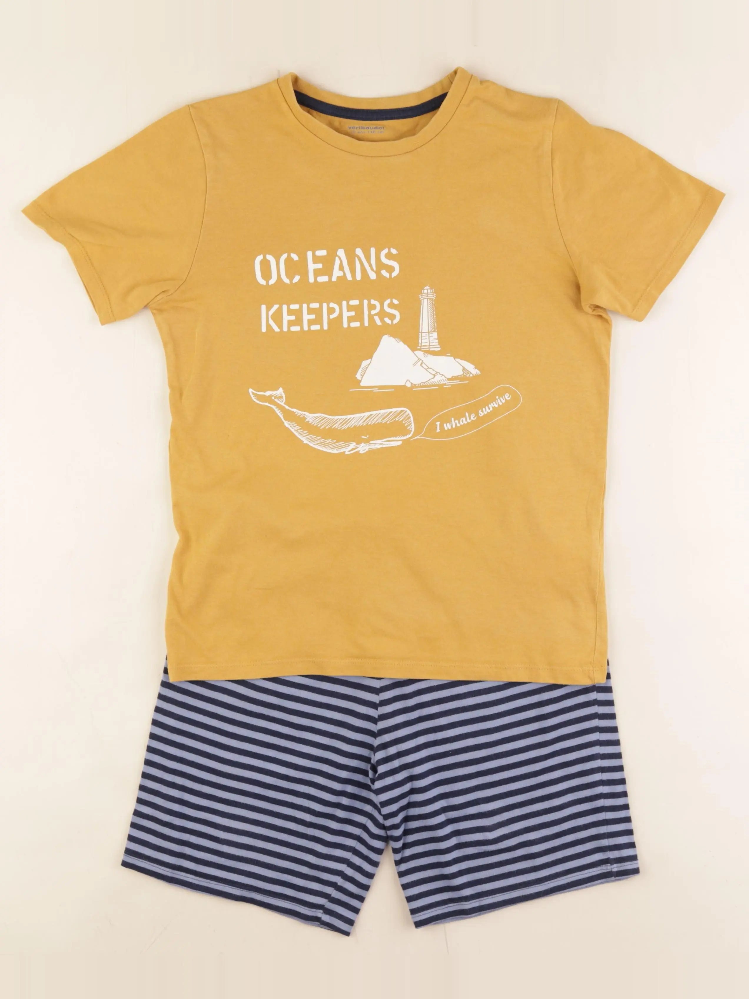 Vertbaudet - pyjama coton bleu, jaune - 10 ans