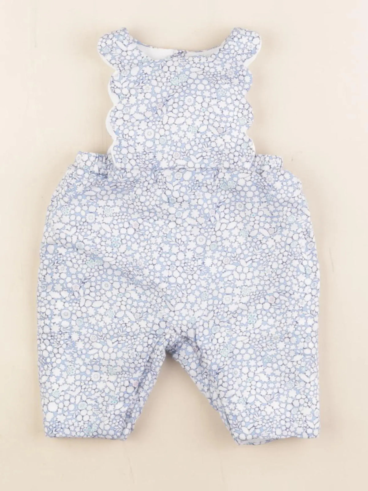 Jacadi - combinaison doublé, liberty blanc, bleu - 1 mois
