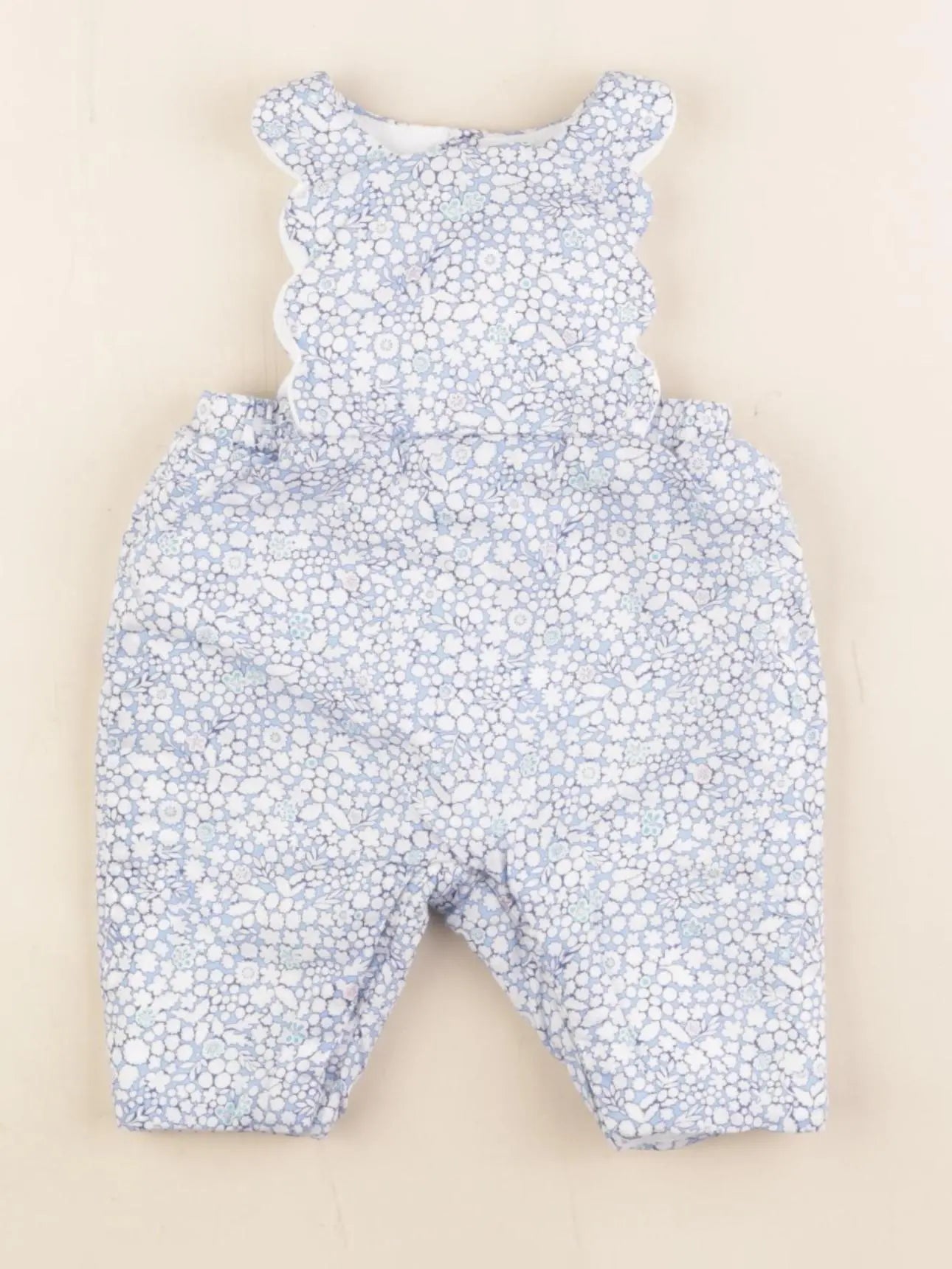 Jacadi - combinaison doublé, liberty blanc, bleu - 1 mois