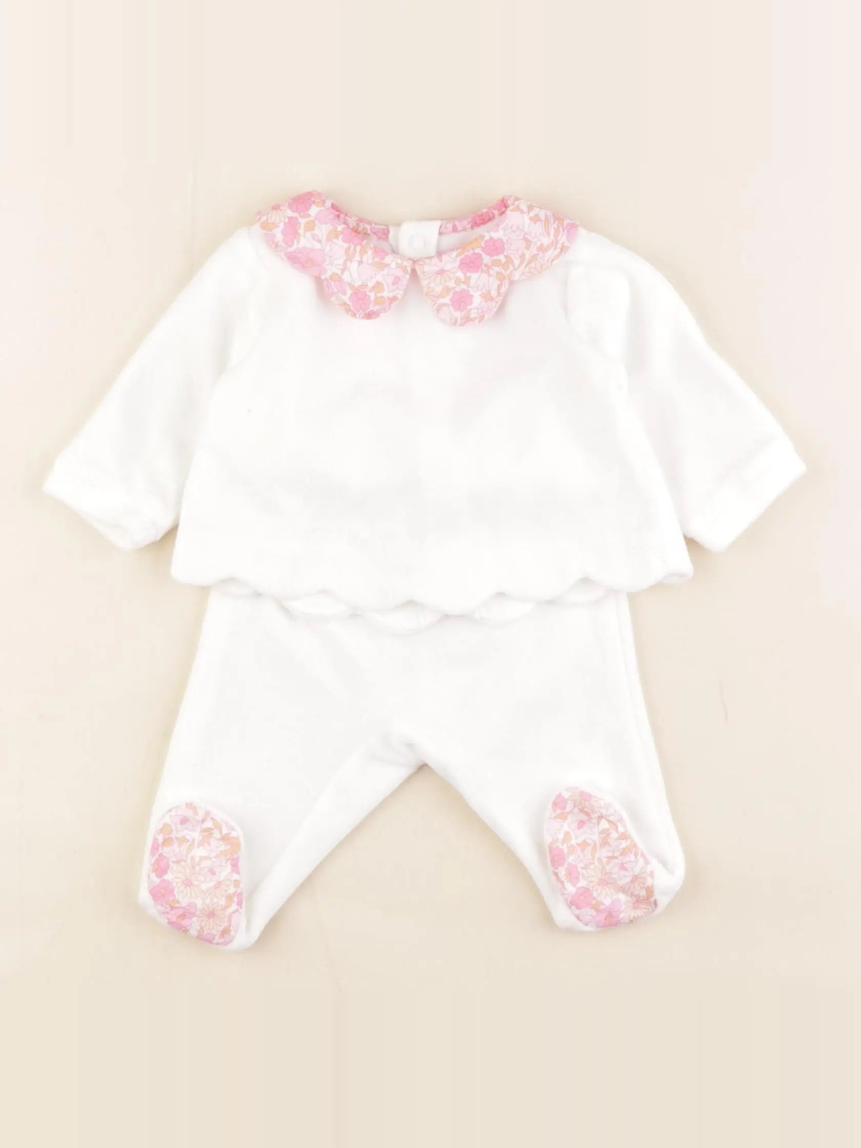 Jacadi - pyjama liberty velours blanc - 1 mois