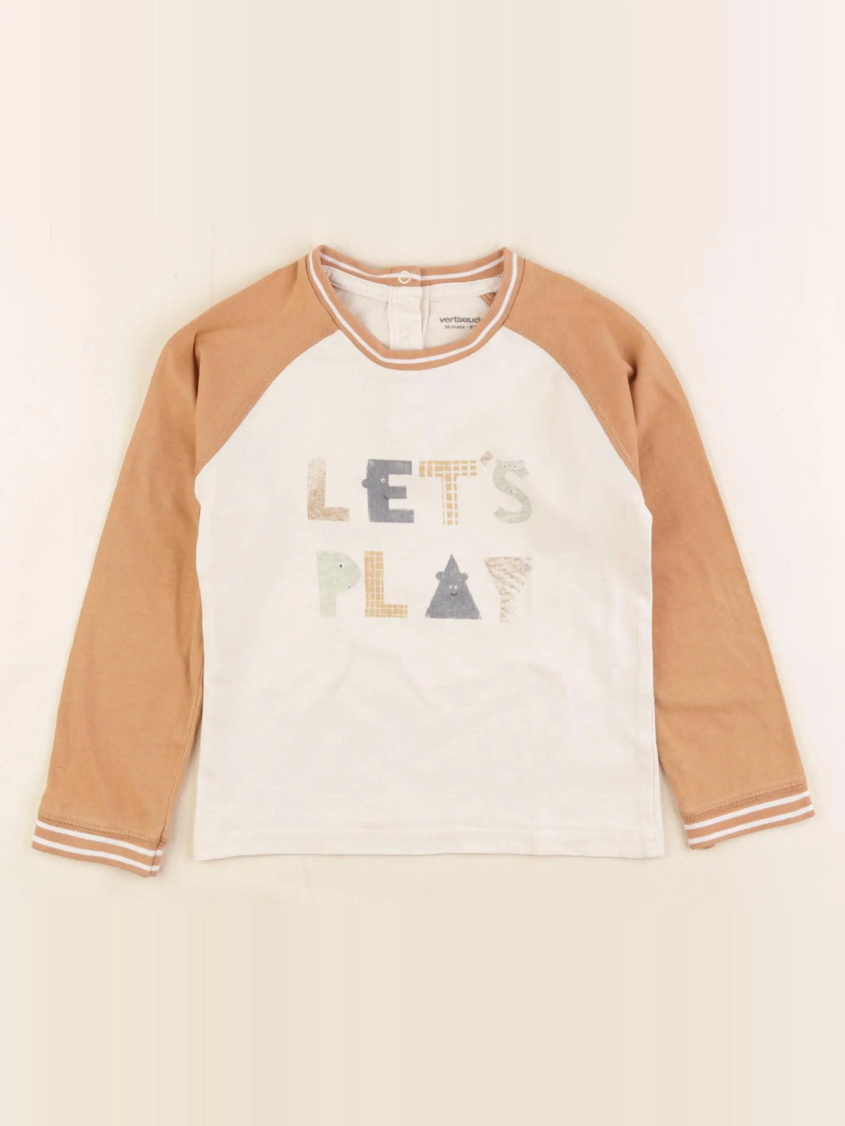 Vertbaudet - tee-shirt beige, marron - 36 mois