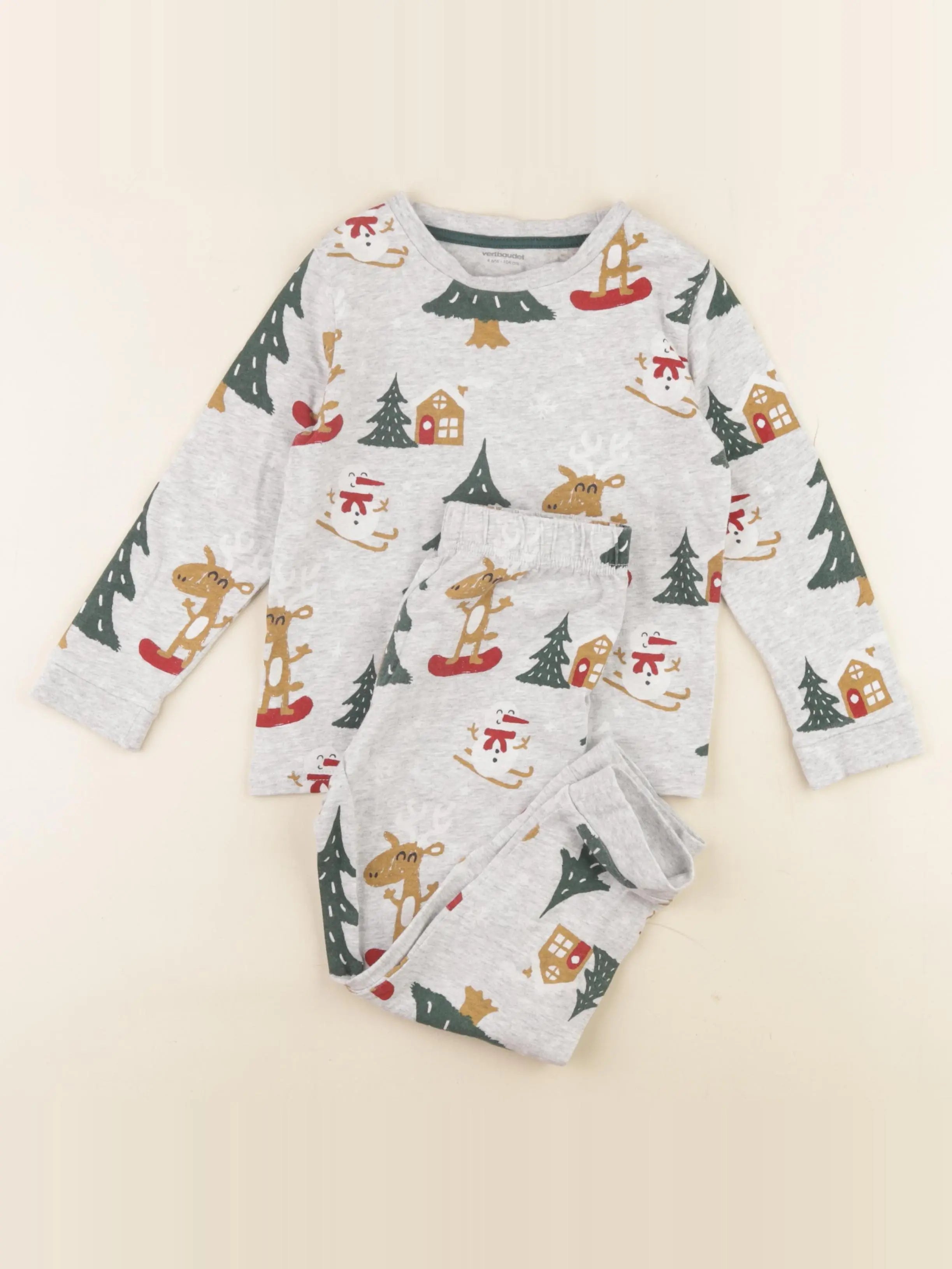 Vertbaudet - pyjama coton gris - 4 ans