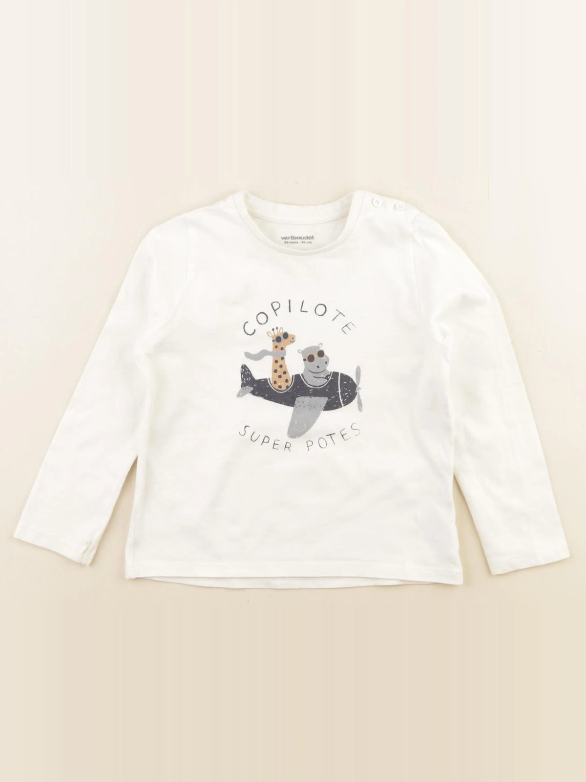 Vertbaudet - tee-shirt blanc - 36 mois