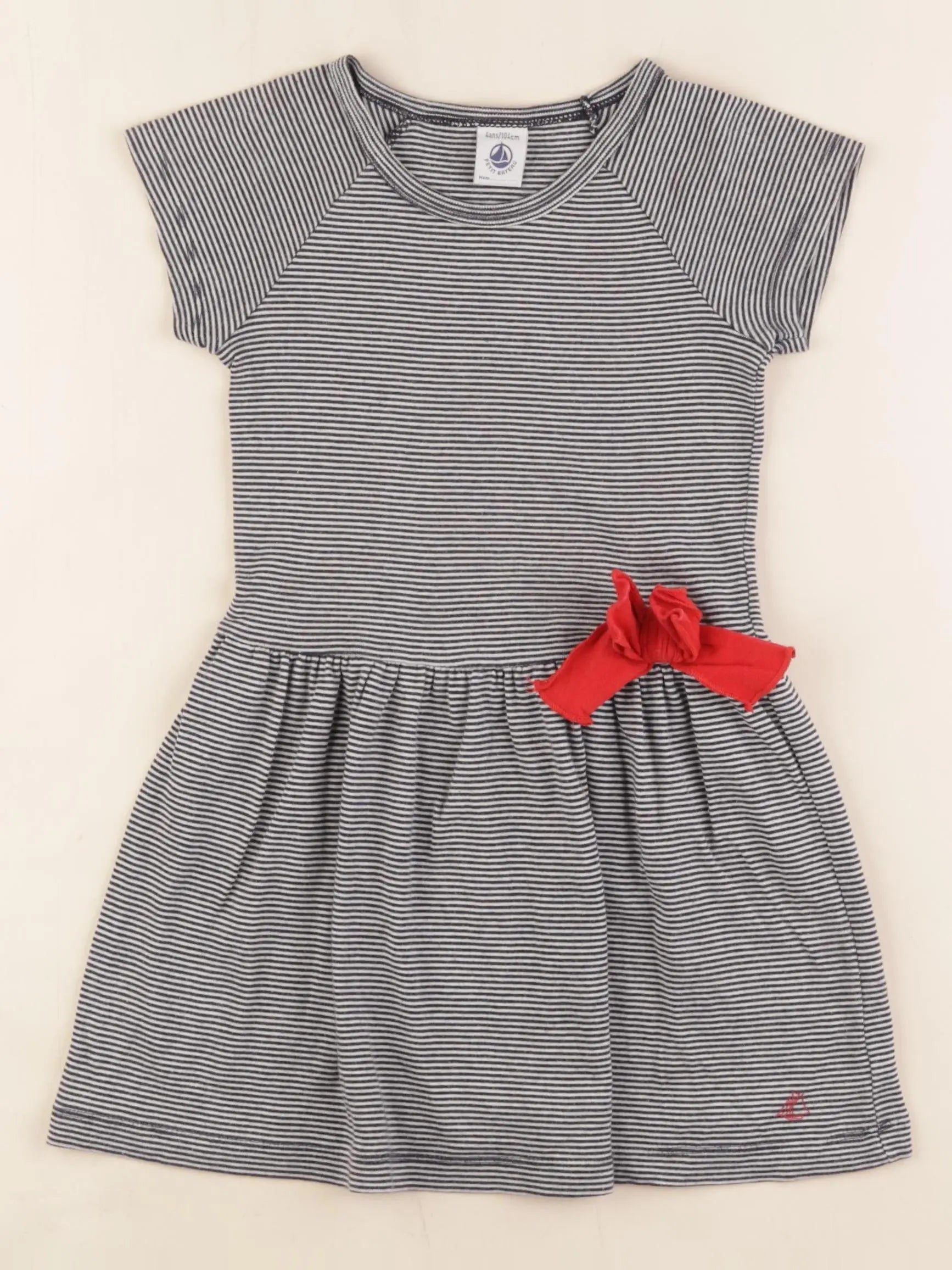 Petit Bateau - robe blanc, bleu - 4 ans