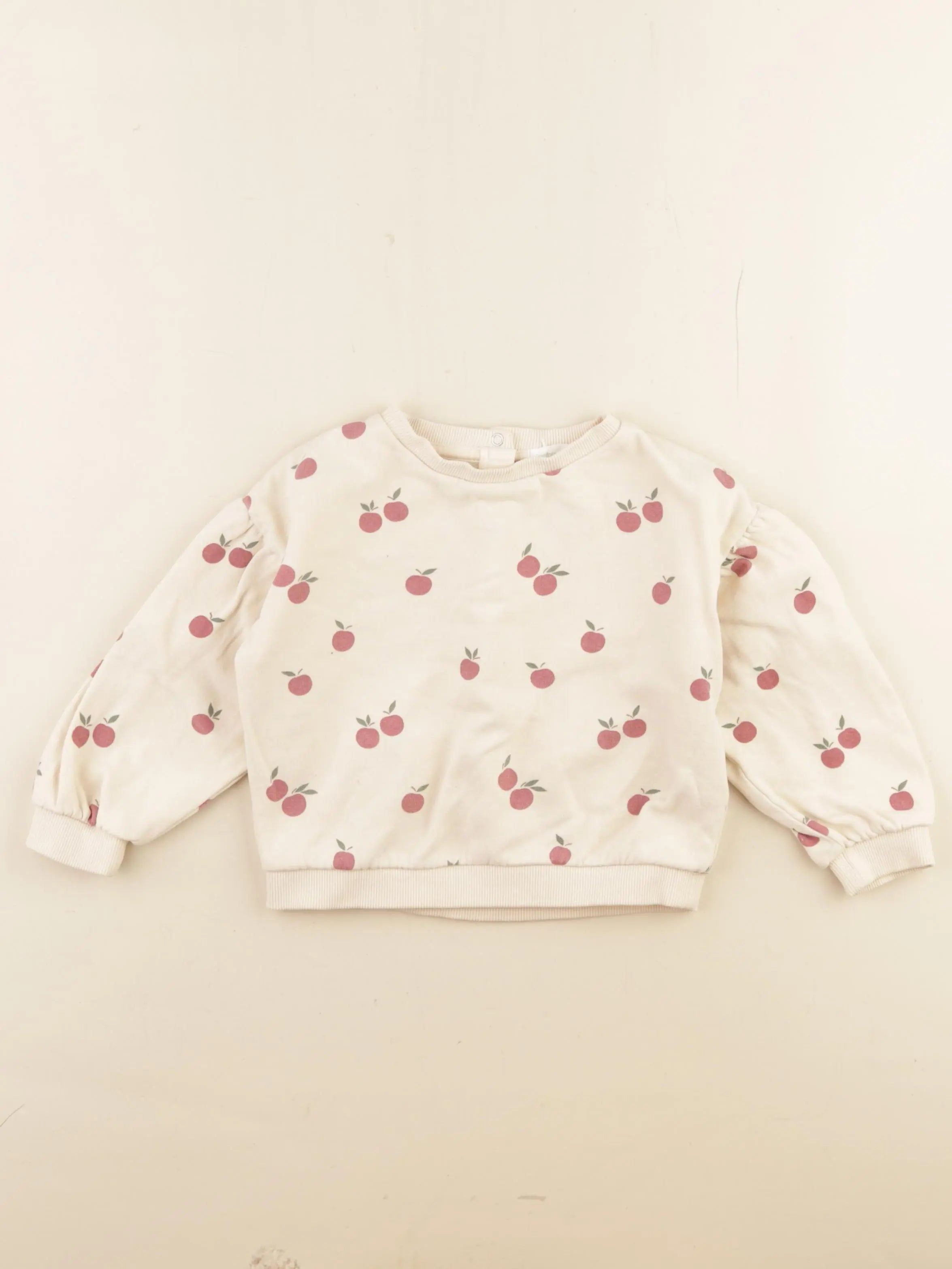 Vertbaudet - sweat beige, rouge - 24 mois