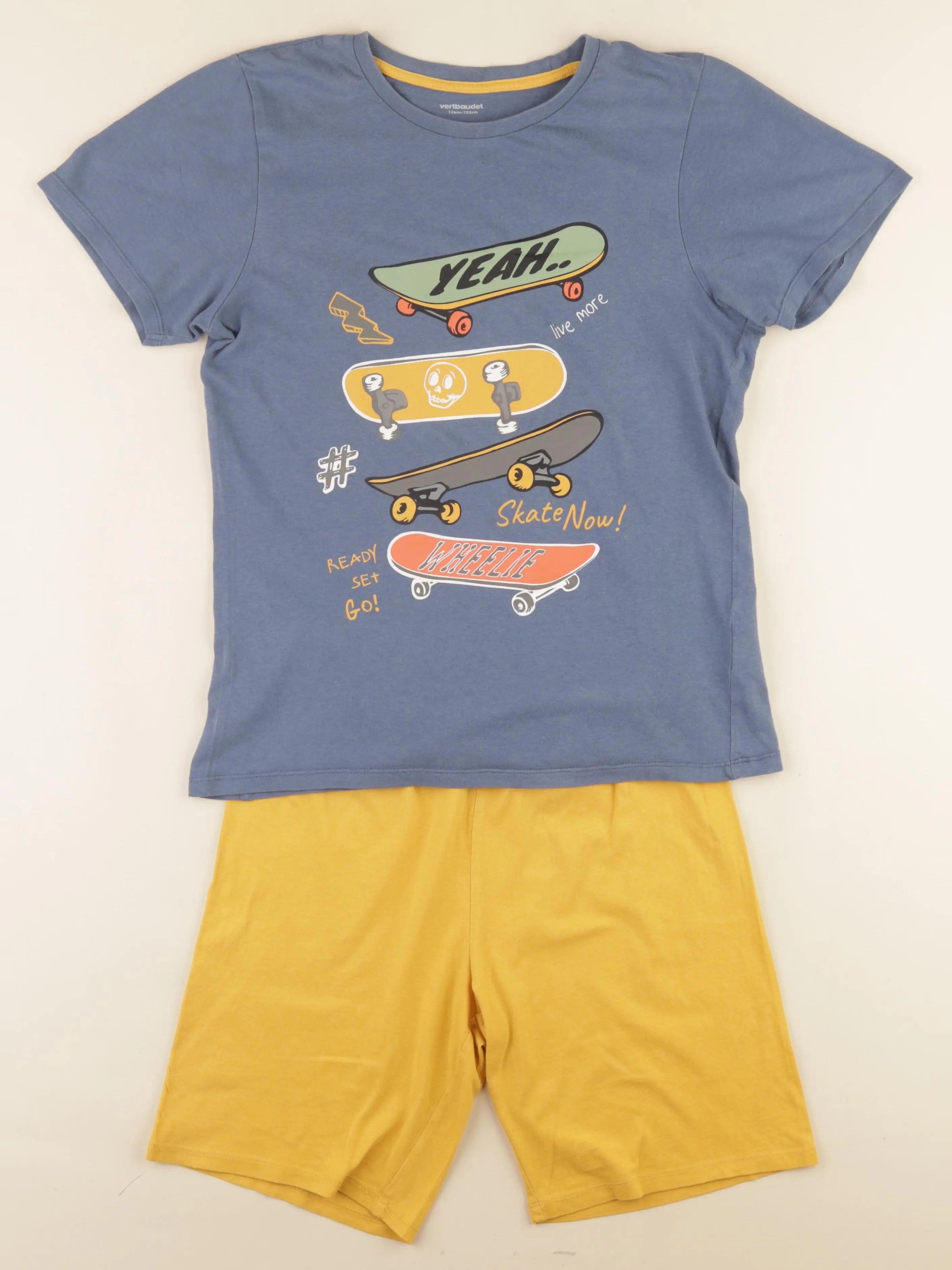 Vertbaudet - pyjama coton bleu, jaune - 12 ans