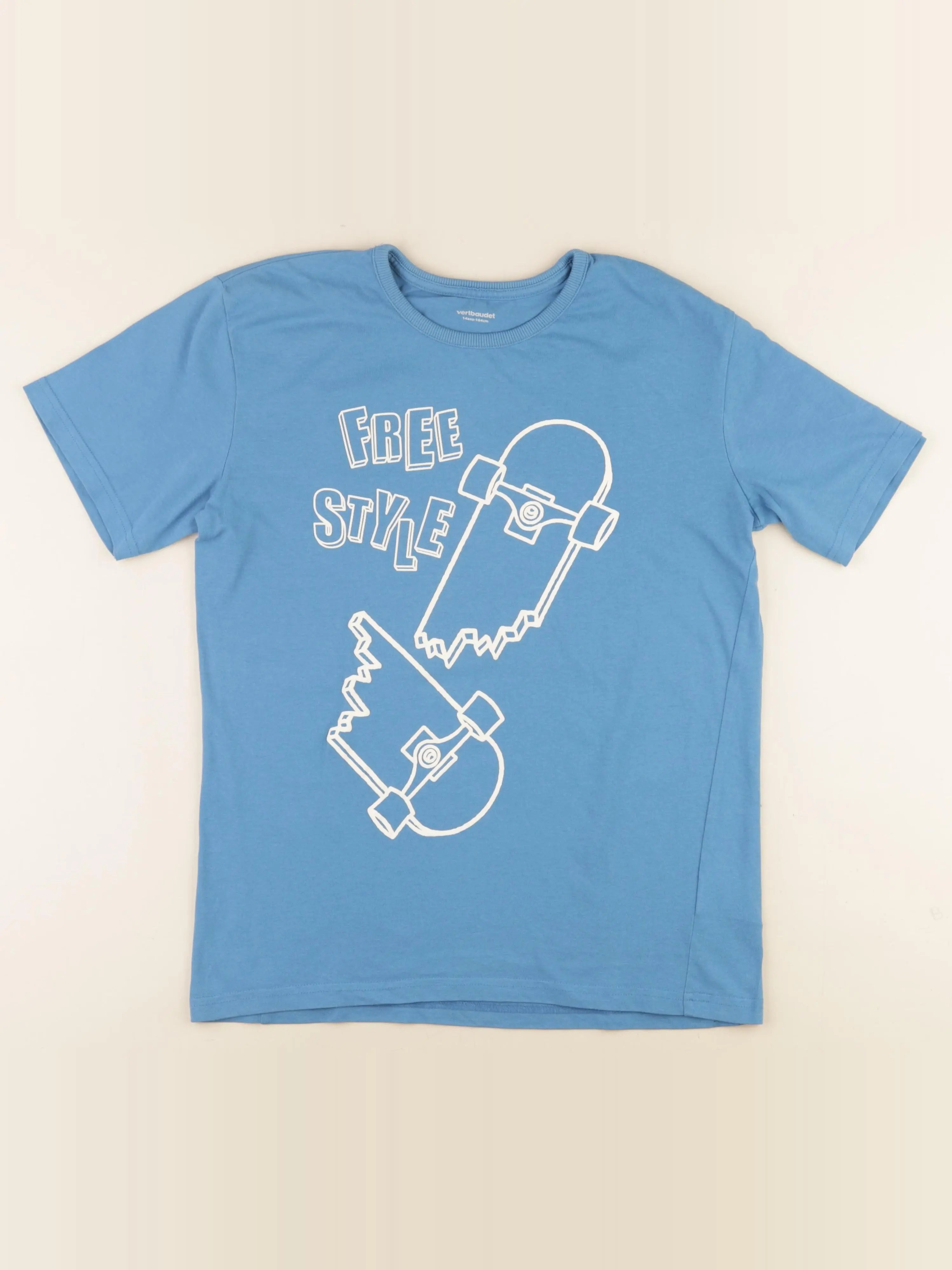Vertbaudet - tee-shirt bleu - 14 ans