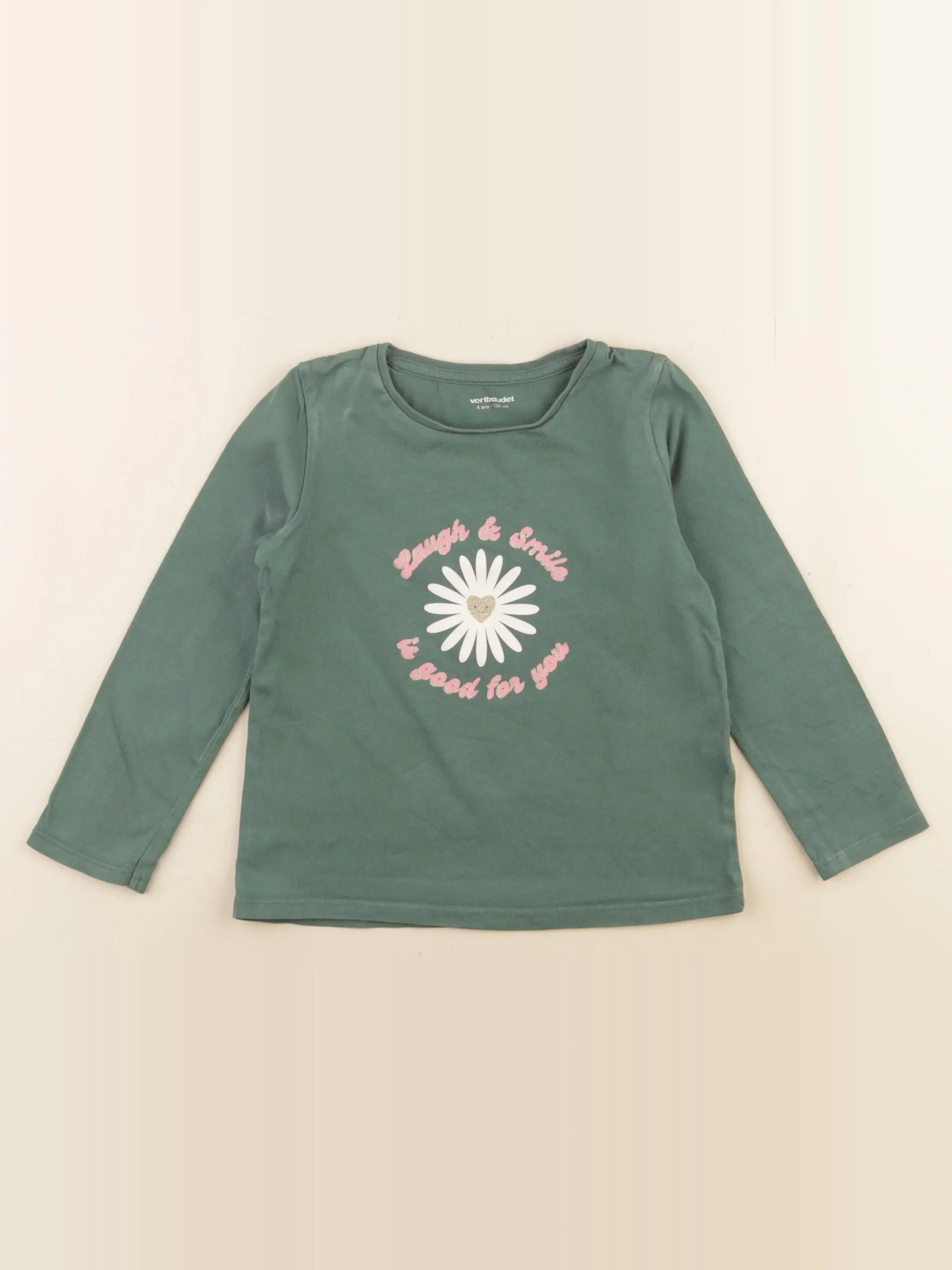 Vertbaudet - tee-shirt vert - 4 ans