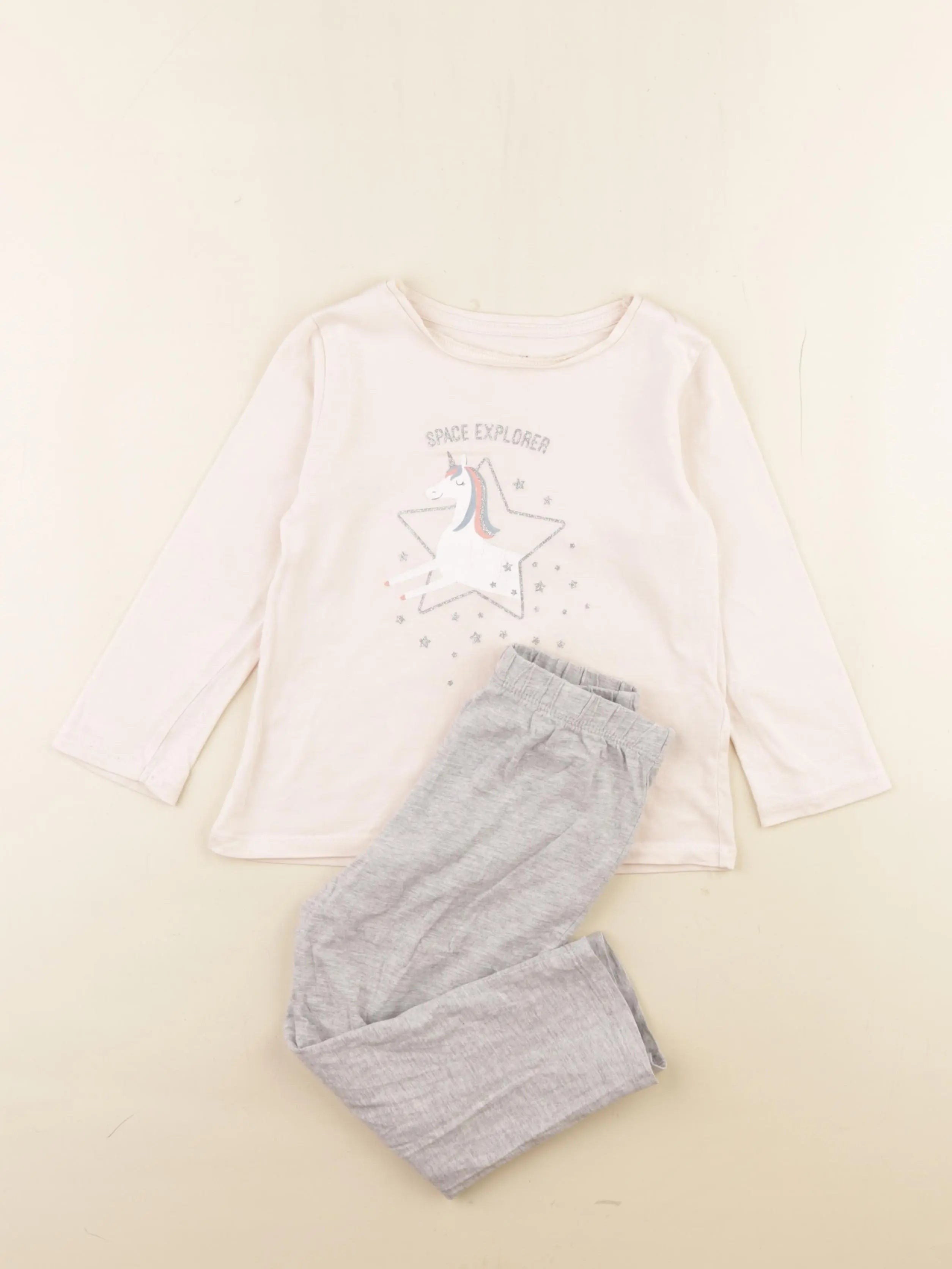 Vertbaudet - pyjama coton rose, gris - 4 ans