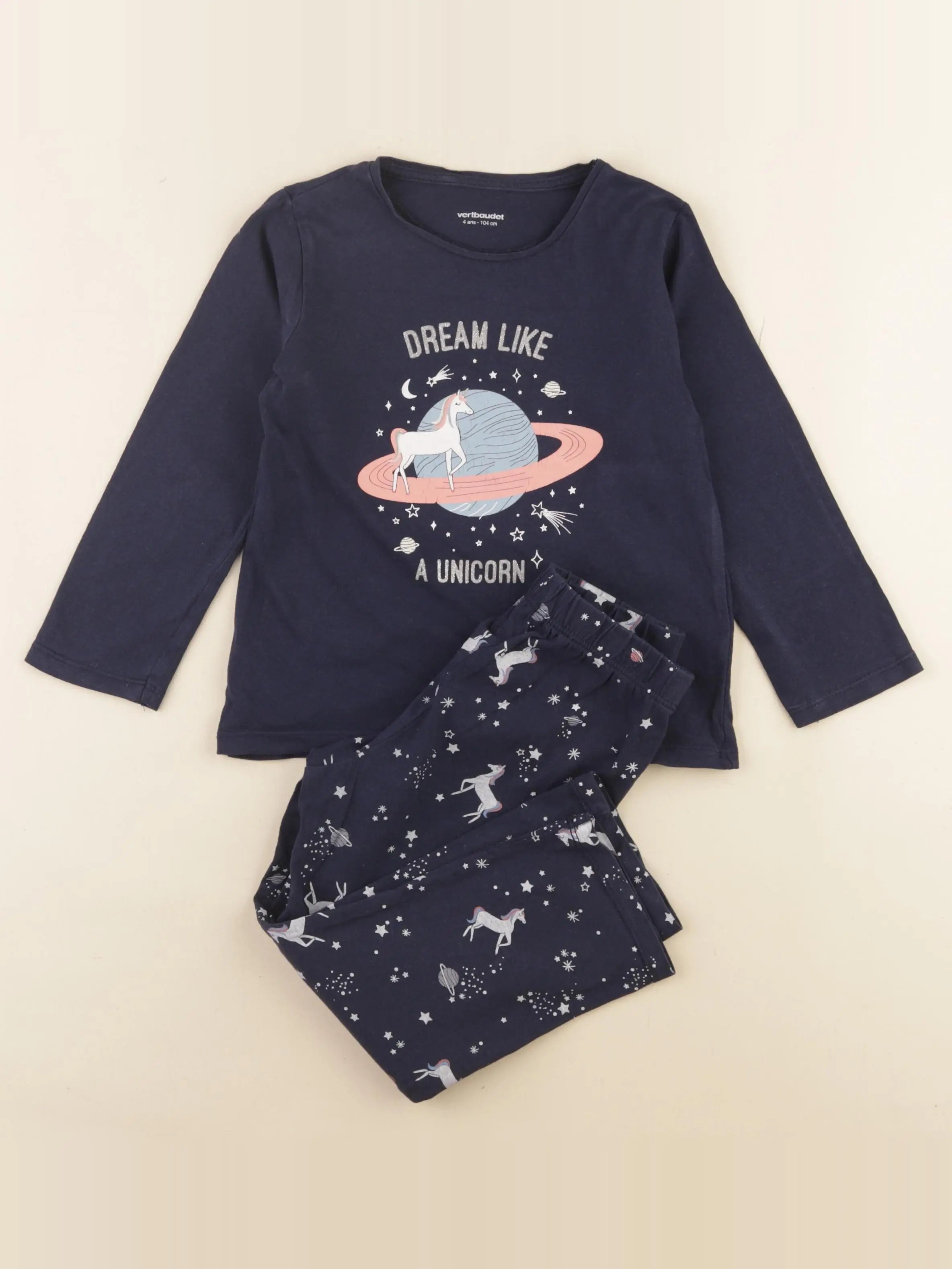 Vertbaudet - pyjama coton bleu - 4 ans