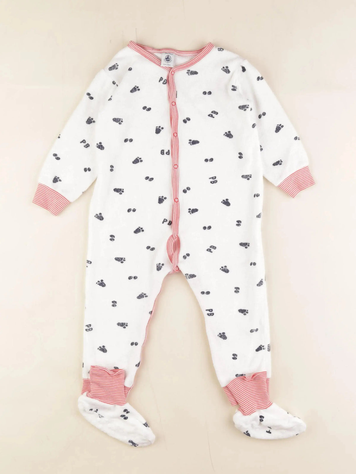 Petit Bateau - ensemble coton blanc, rouge - 36 mois