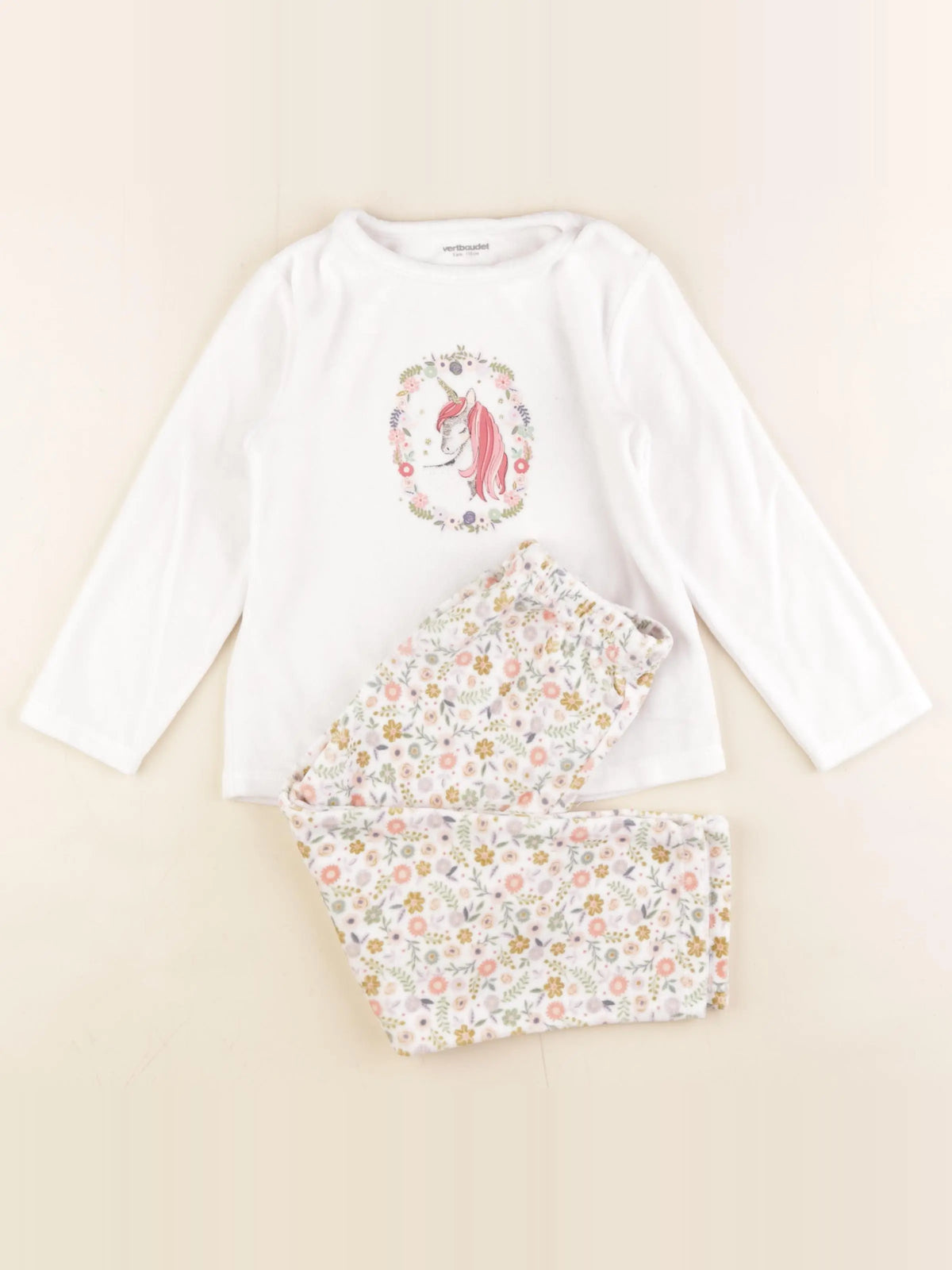 Vertbaudet - pyjama velours multicolore - 5 ans