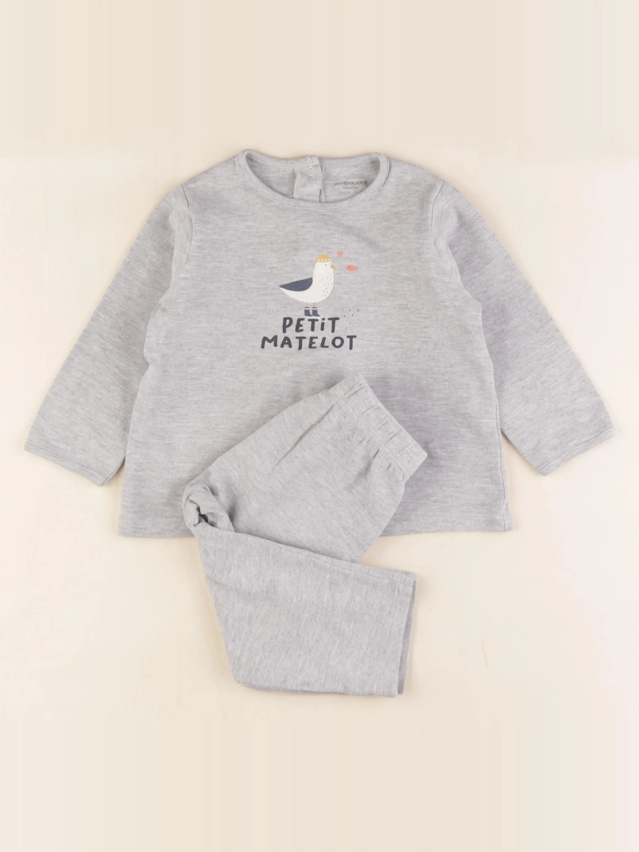 Vertbaudet - pyjama coton gris - 18 mois