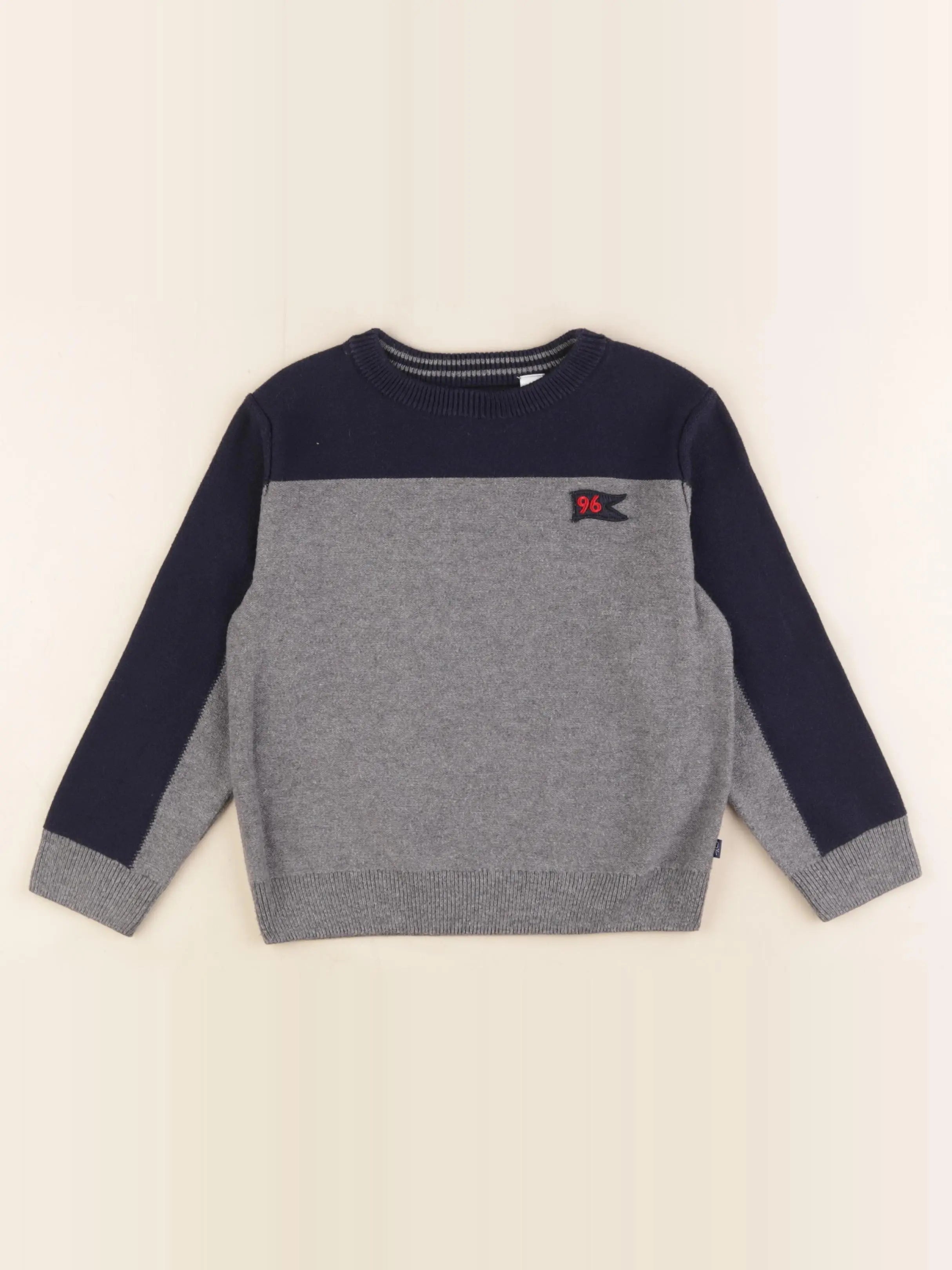 Okaidi - pull bleu, gris - 4 ans
