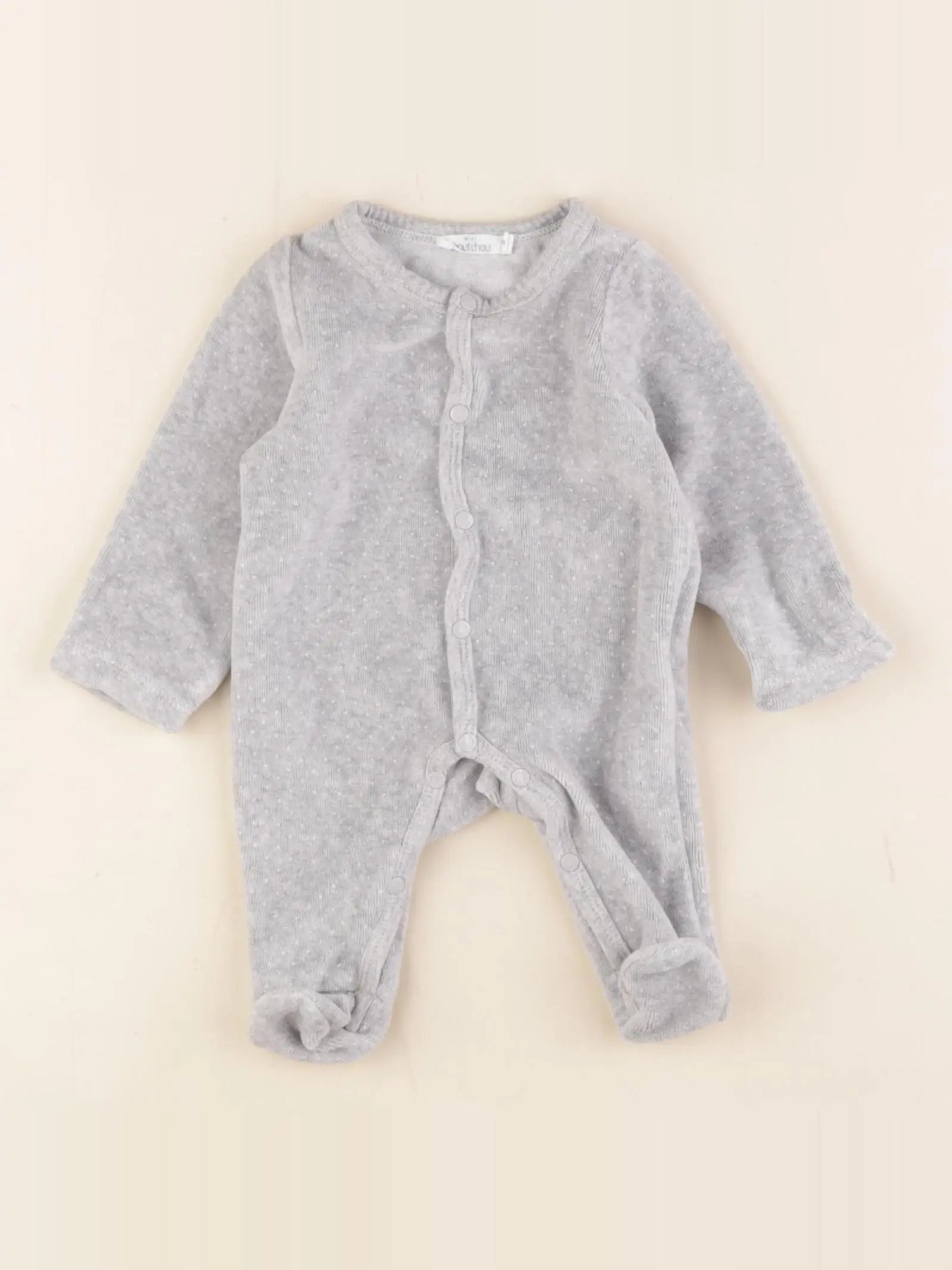 Boutchou - pyjama velours gris - 0 mois