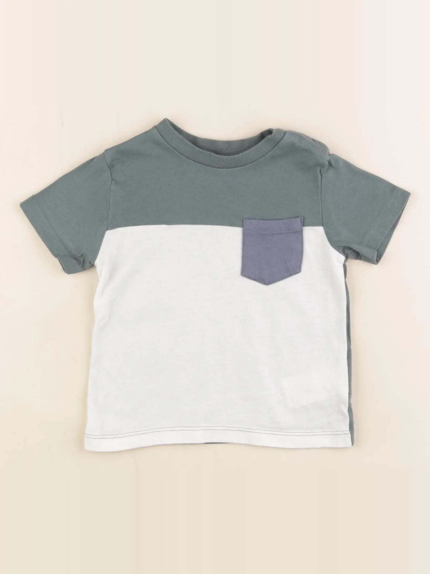 Vertbaudet - tee-shirt beige, vert - 12 mois