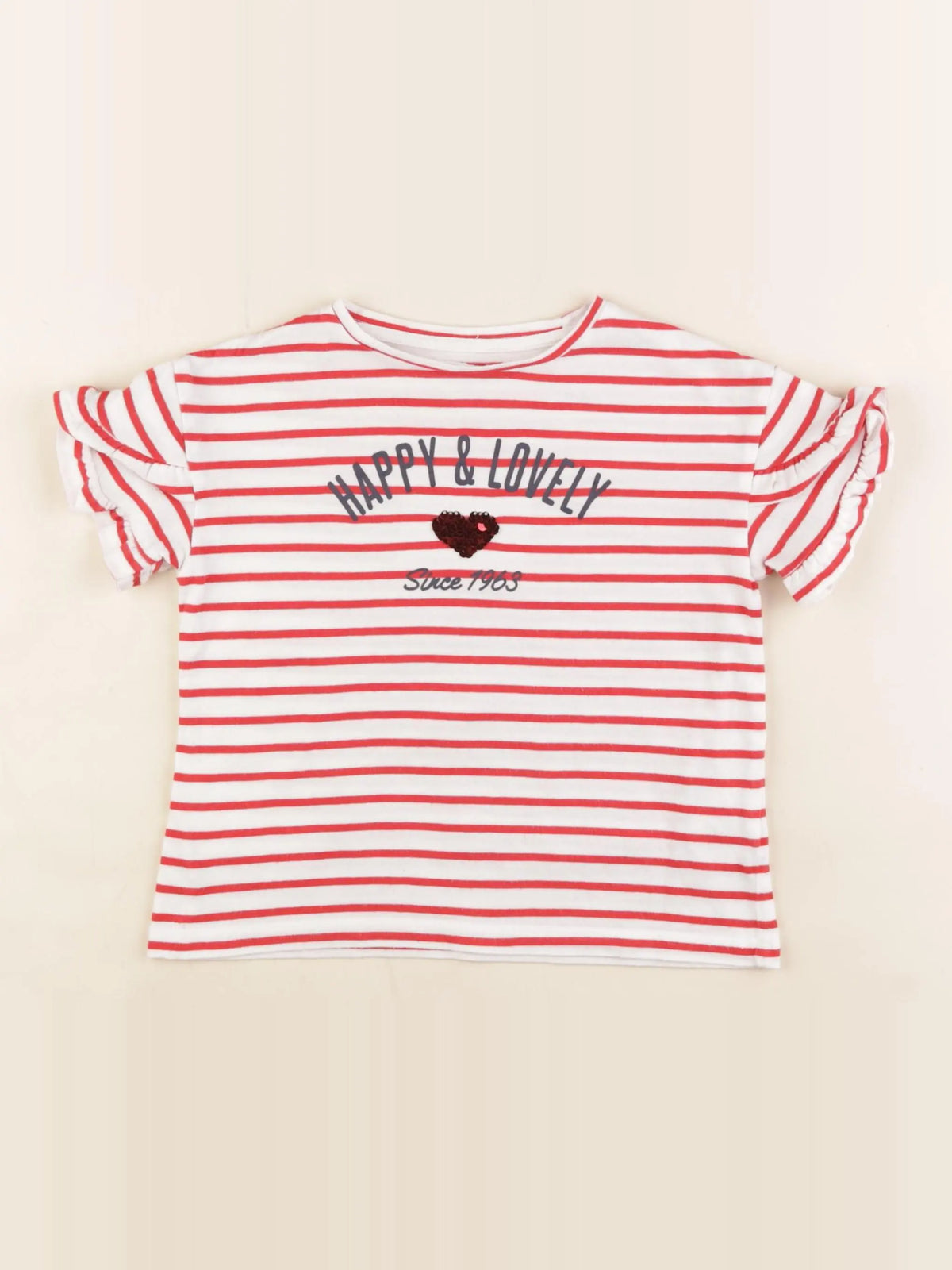 Vertbaudet - tee-shirt blanc, rouge - 4 ans