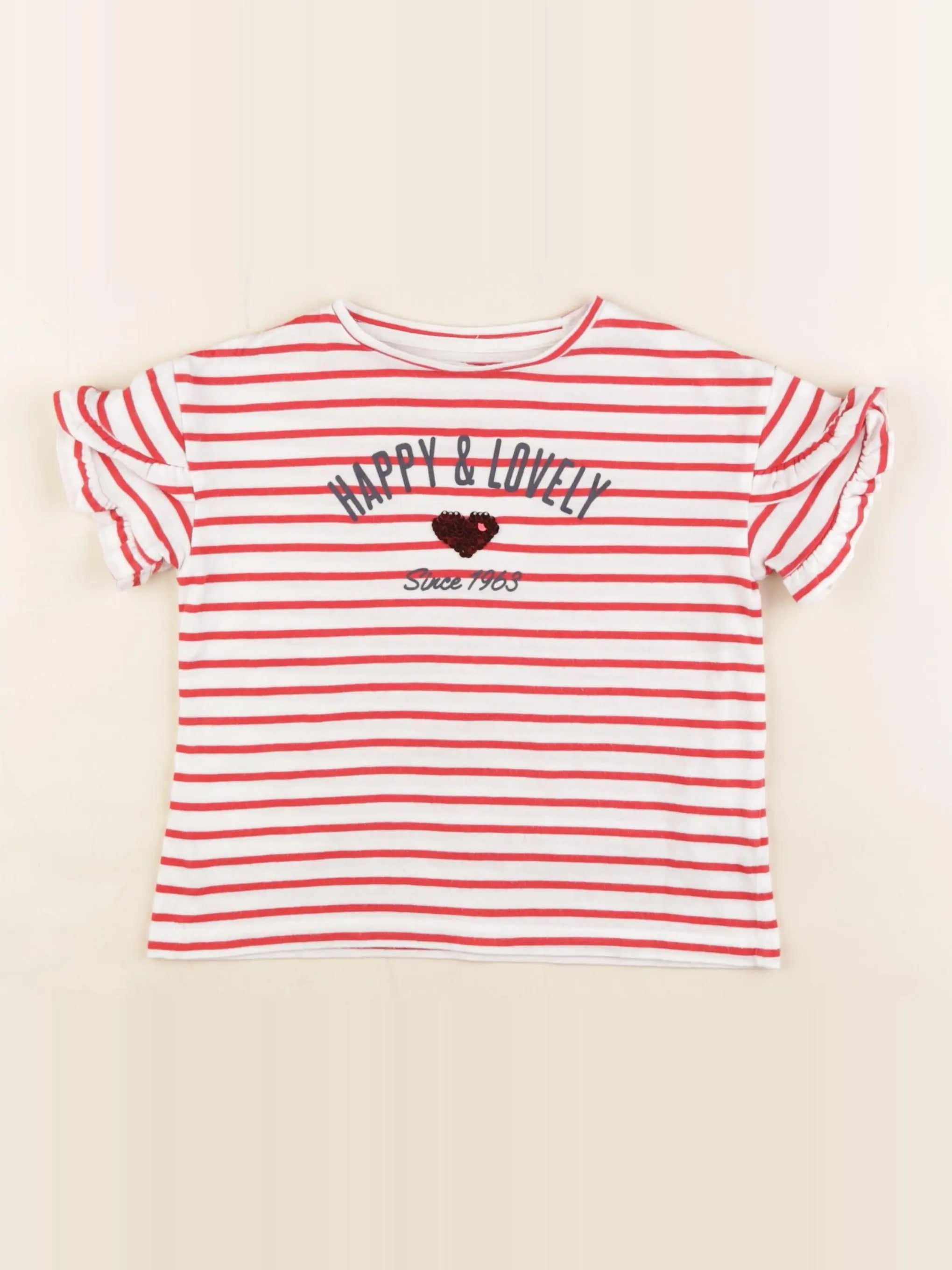 Vertbaudet - tee-shirt blanc, rouge - 4 ans