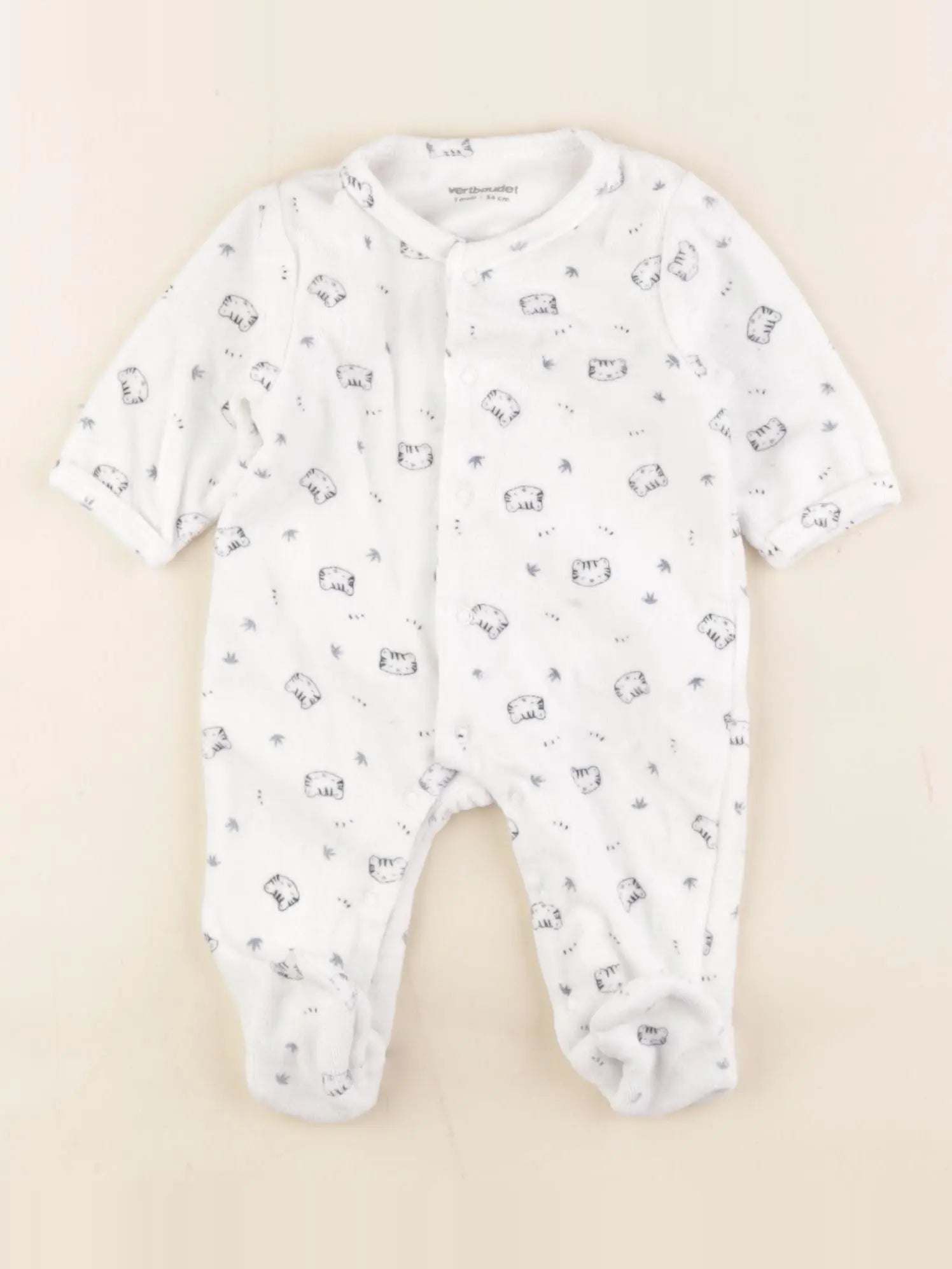 Vertbaudet - pyjama velours blanc - 1 mois