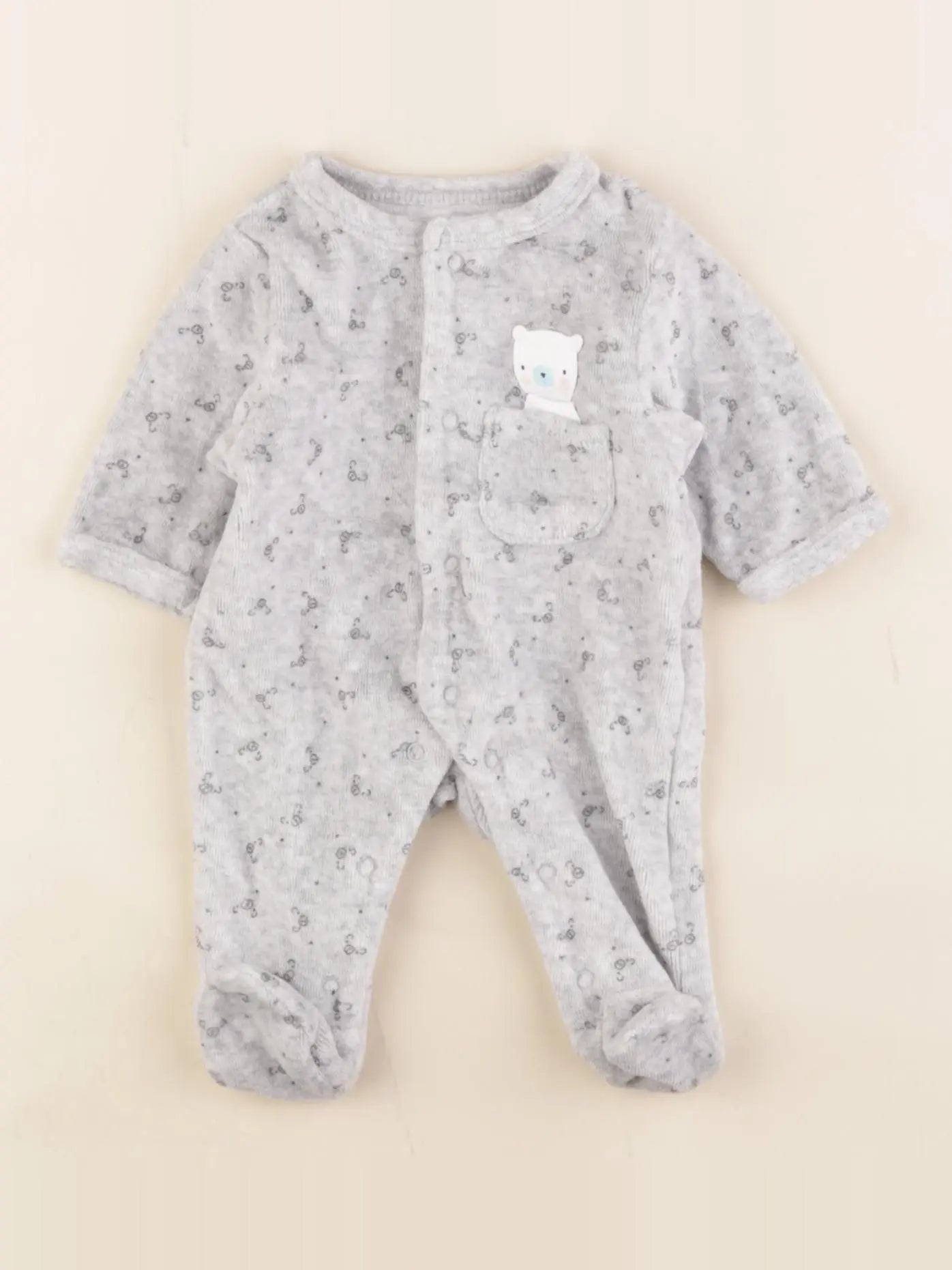 Vertbaudet - pyjama velours gris - 0 mois