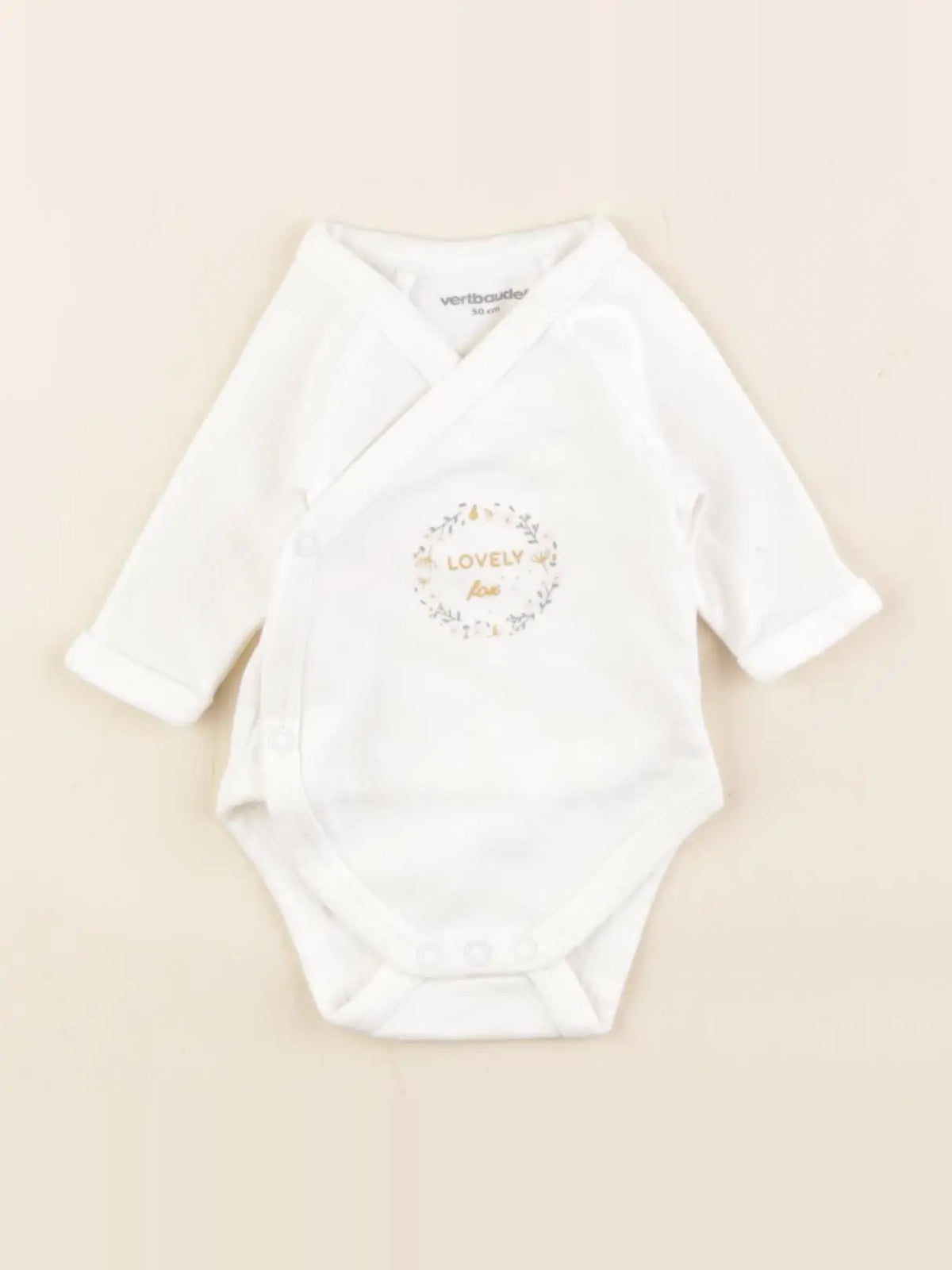 Vertbaudet - body blanc, or - 0 mois