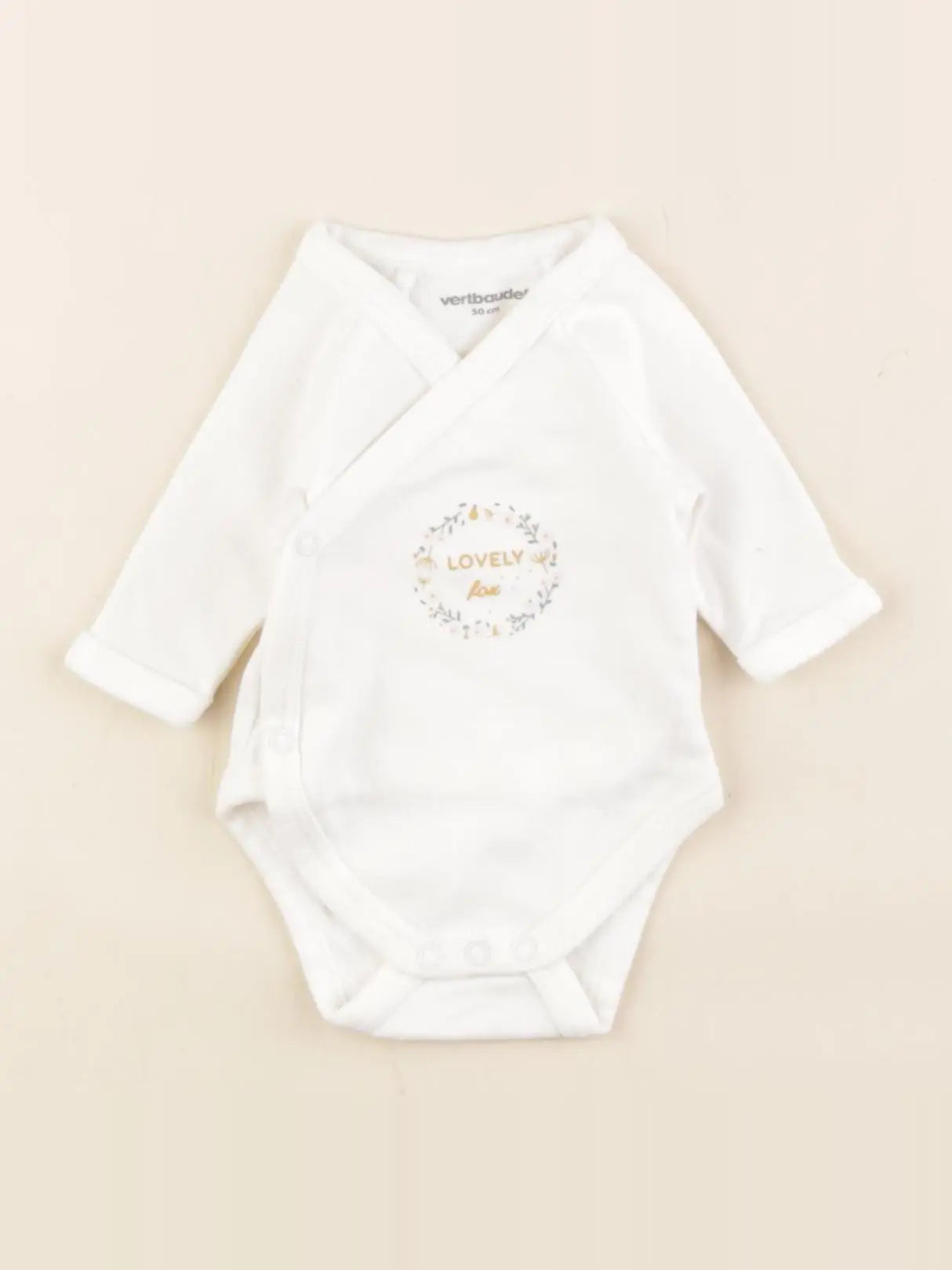 Vertbaudet - body blanc, or - 0 mois