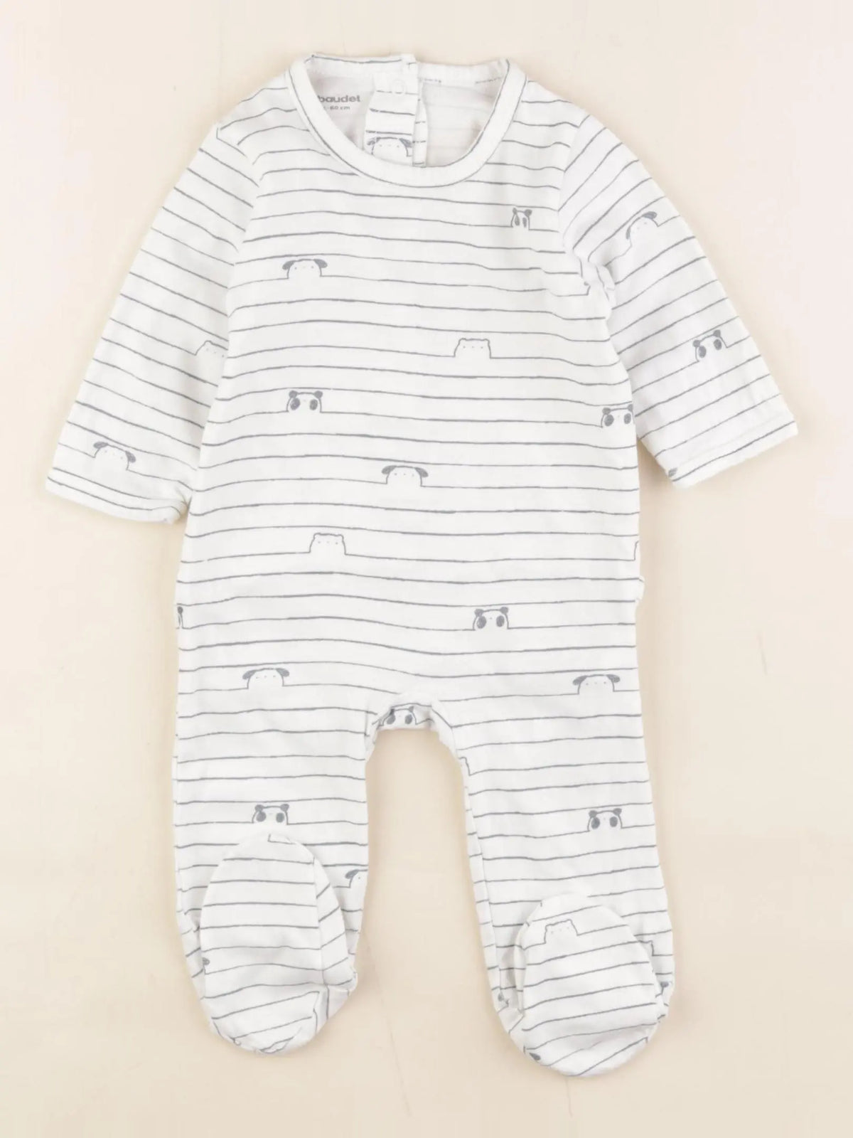 Vertbaudet - pyjama coton blanc, bleu - 3 mois