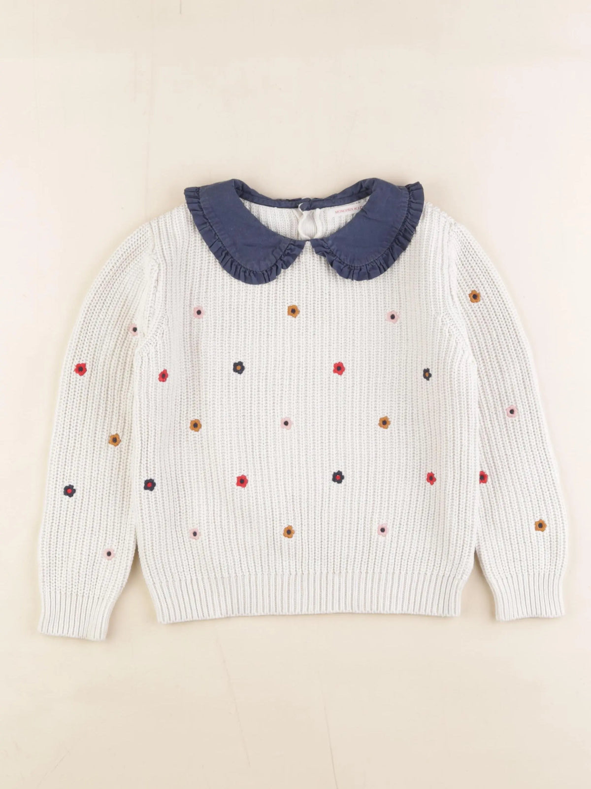 Monoprix - pull blanc, bleu - 6 ans