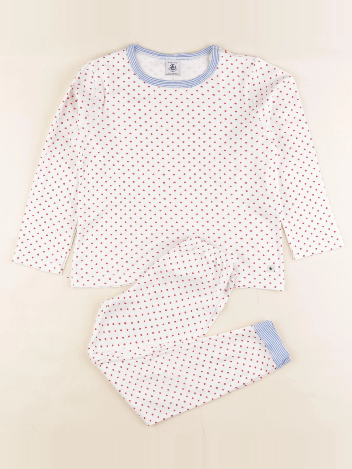 Petit Bateau - pyjama coton blanc, rouge - 6 ans