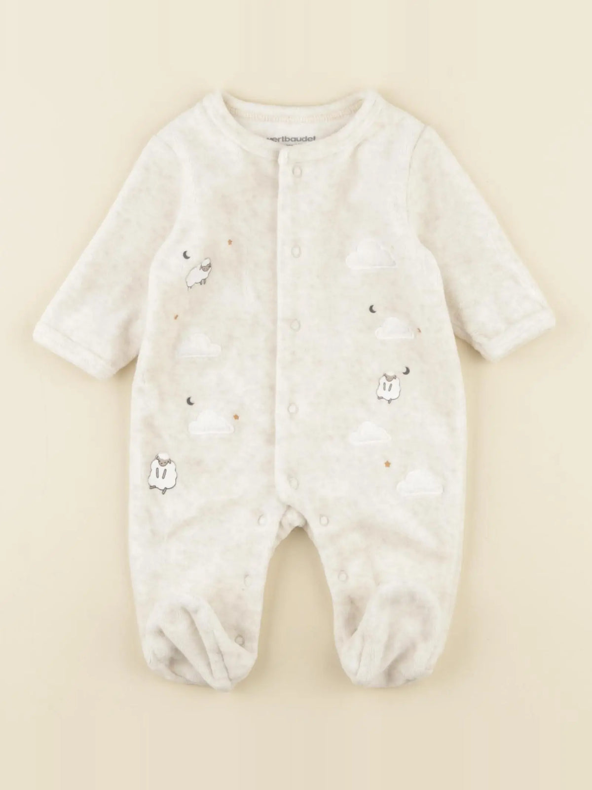 Vertbaudet - pyjama velours beige - 1 mois