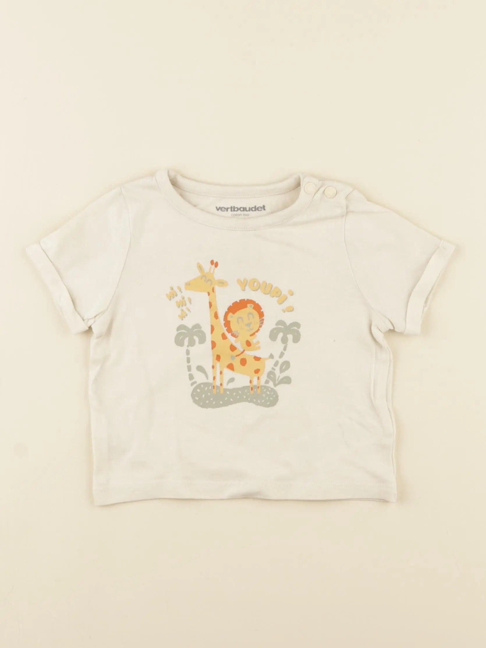 Vertbaudet - tee-shirt beige - 9 mois