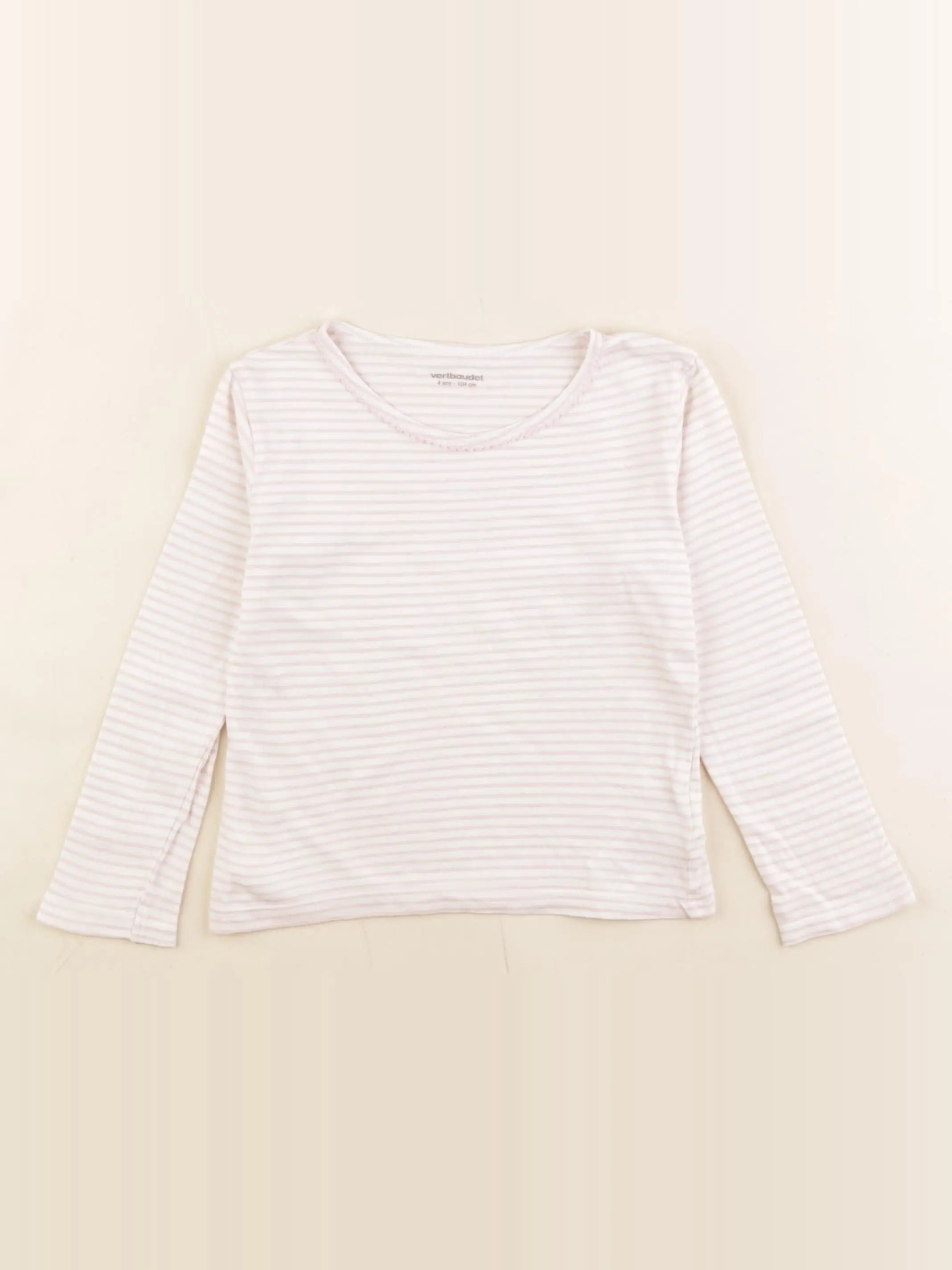 Vertbaudet - maillot de corps blanc, rose - 4 ans