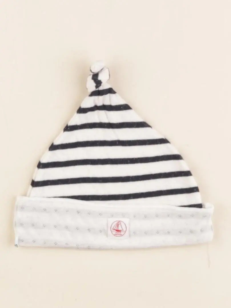 Petit Bateau - bonnet de naissance bleu, blanc - 3 mois