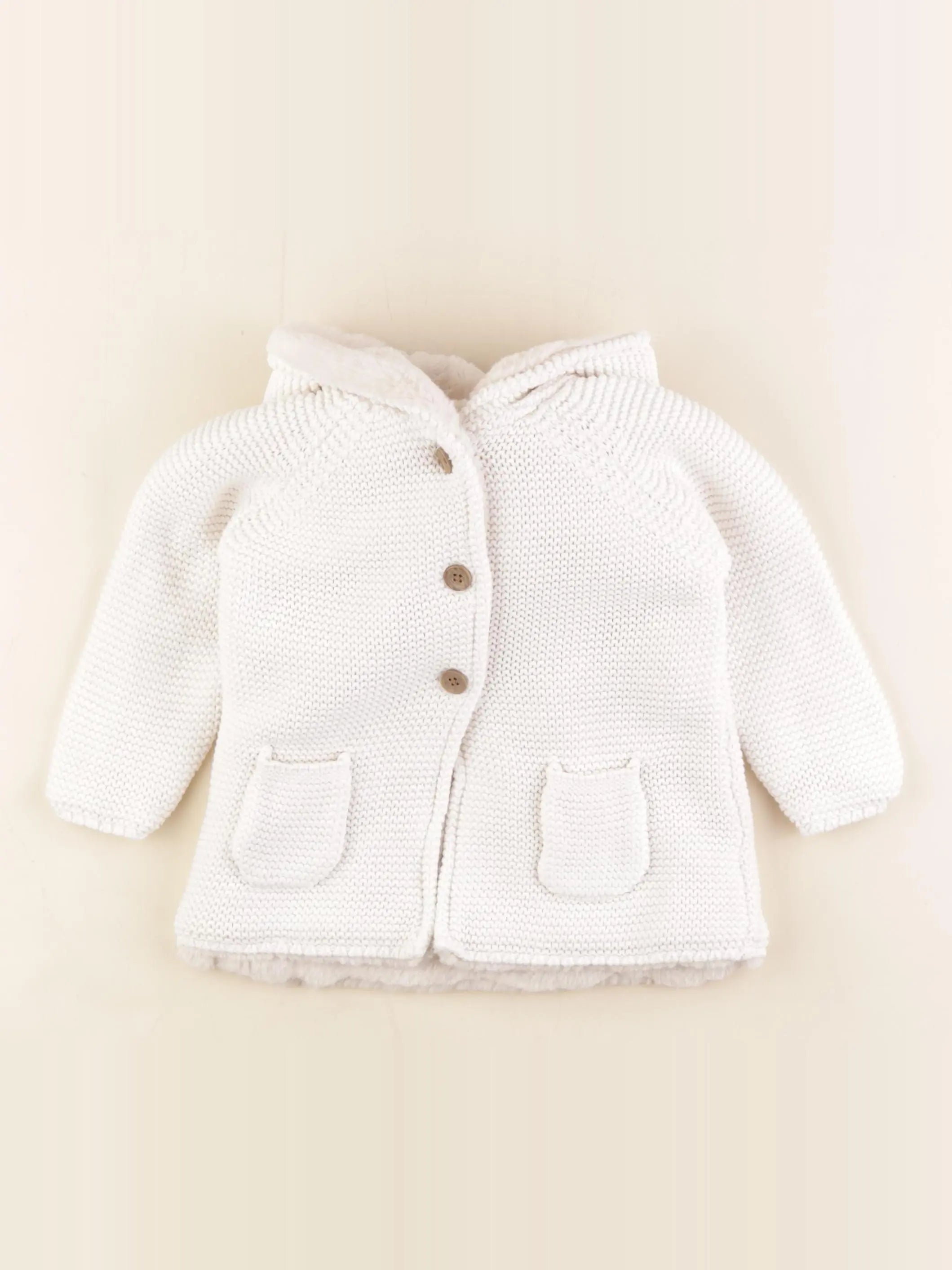 Vertbaudet - veste doublé beige, blanc - 18 mois